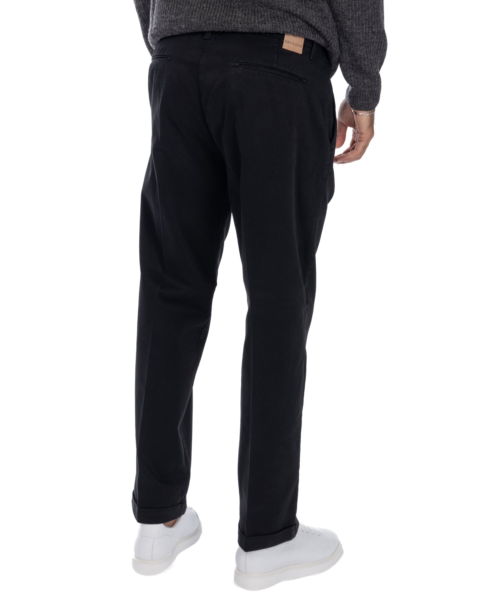 Sean - pantalone in cotone largo nero