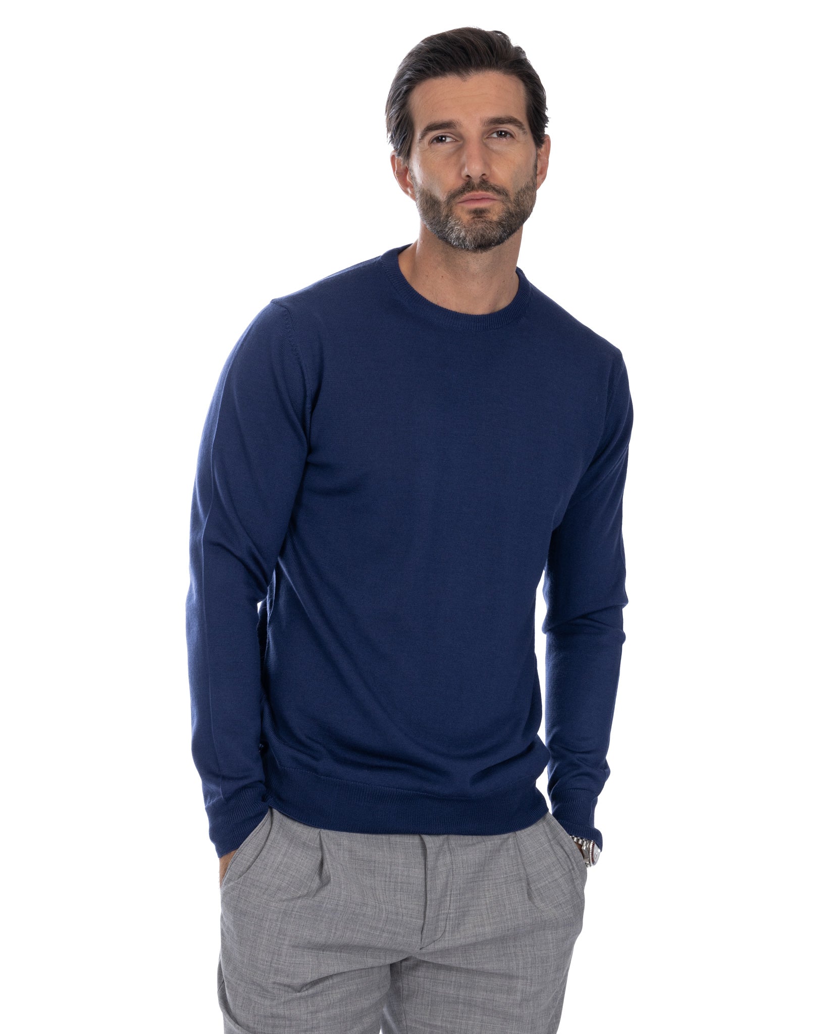 Furore - maglione in lana merino denim