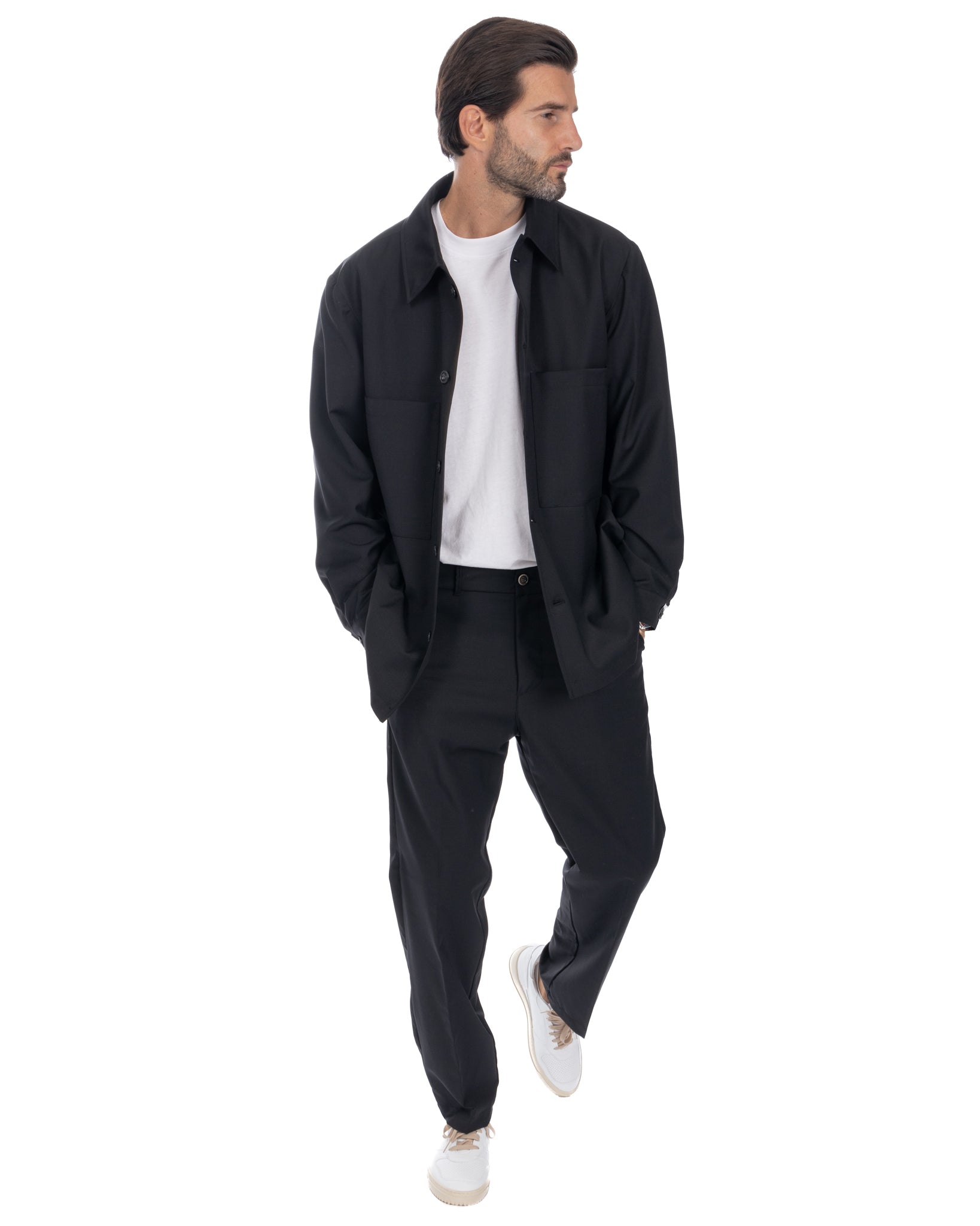 Donald - oversized black wool blend jacket