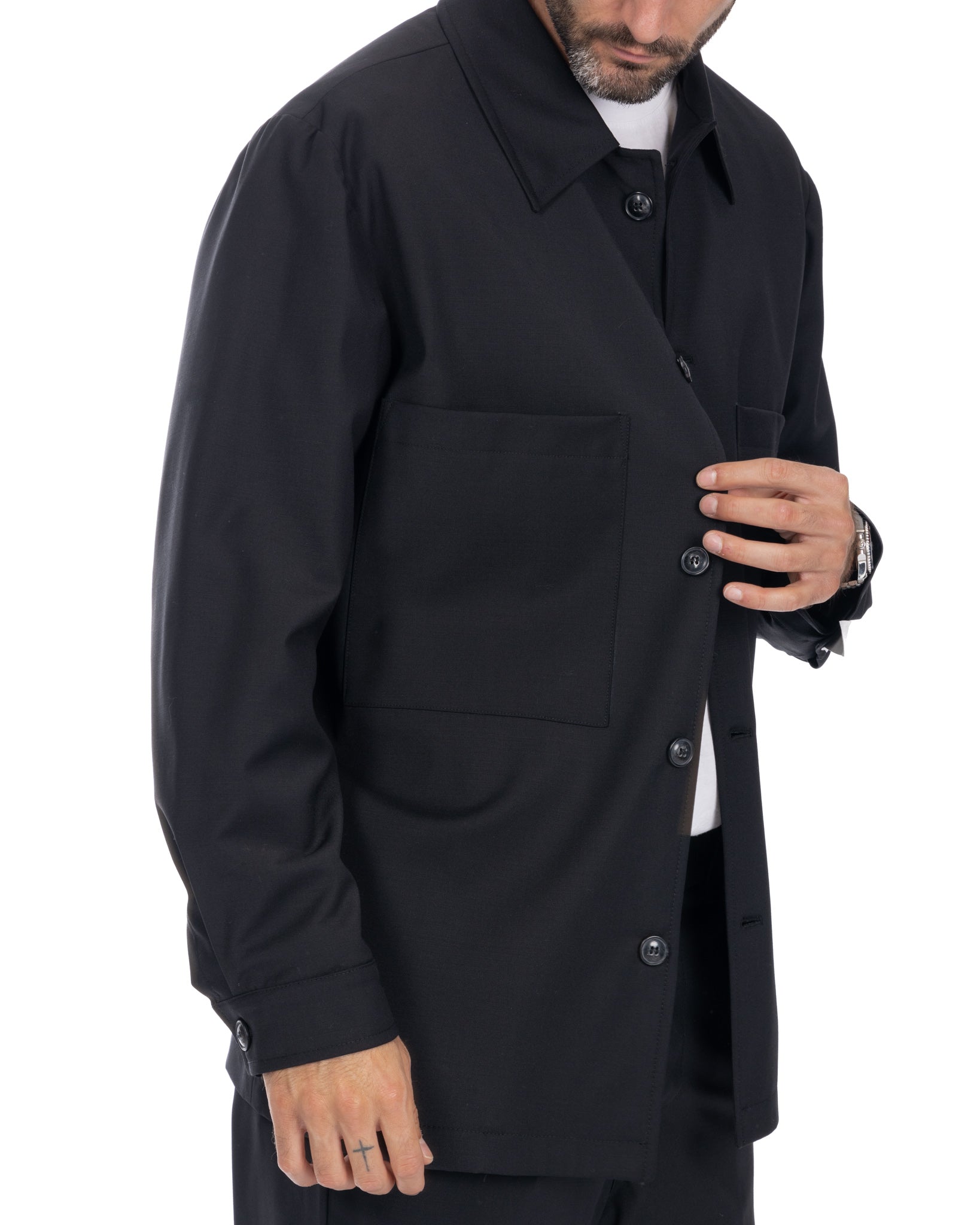 Donald - oversized black wool blend jacket