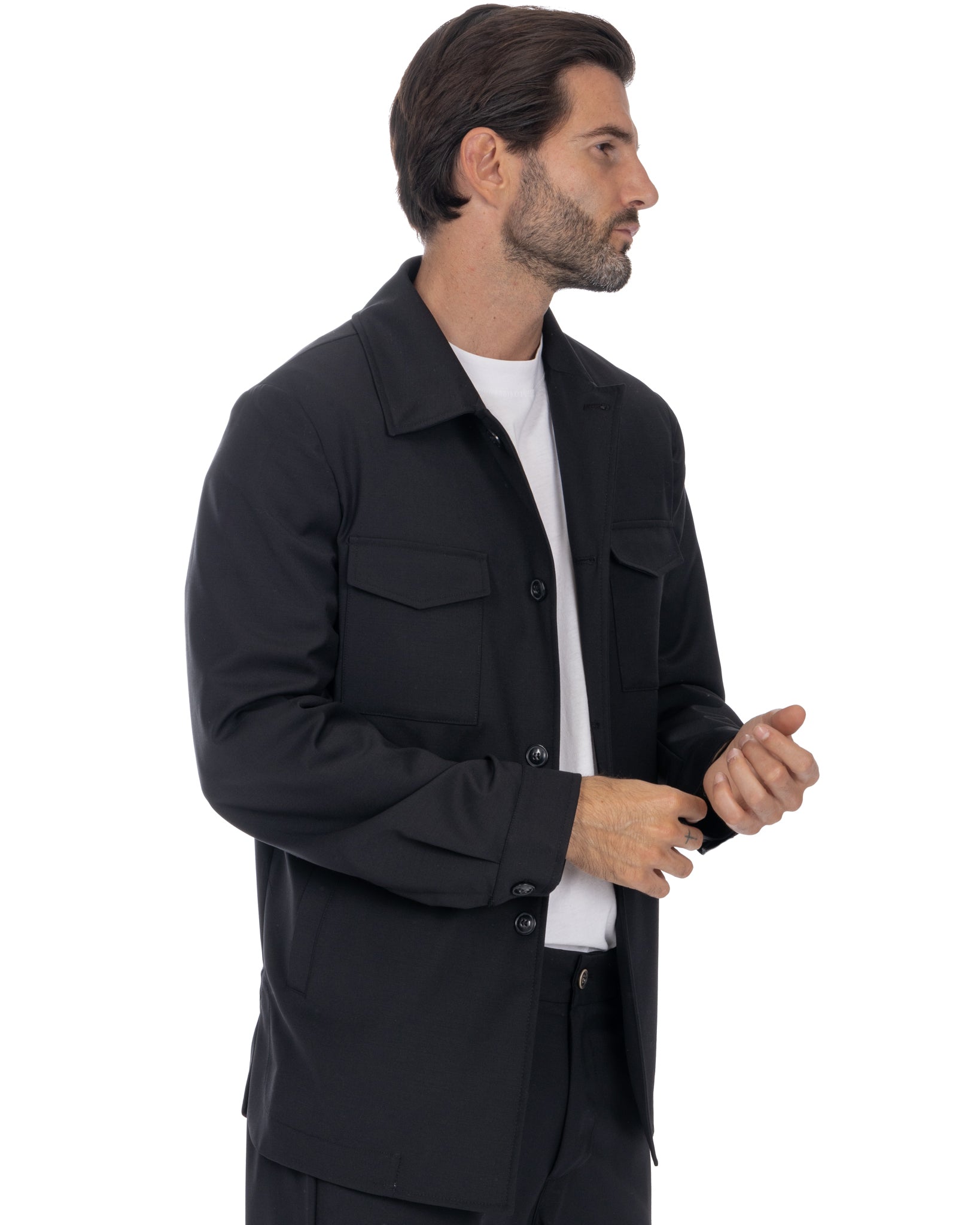 Steven - black wool blend jacket