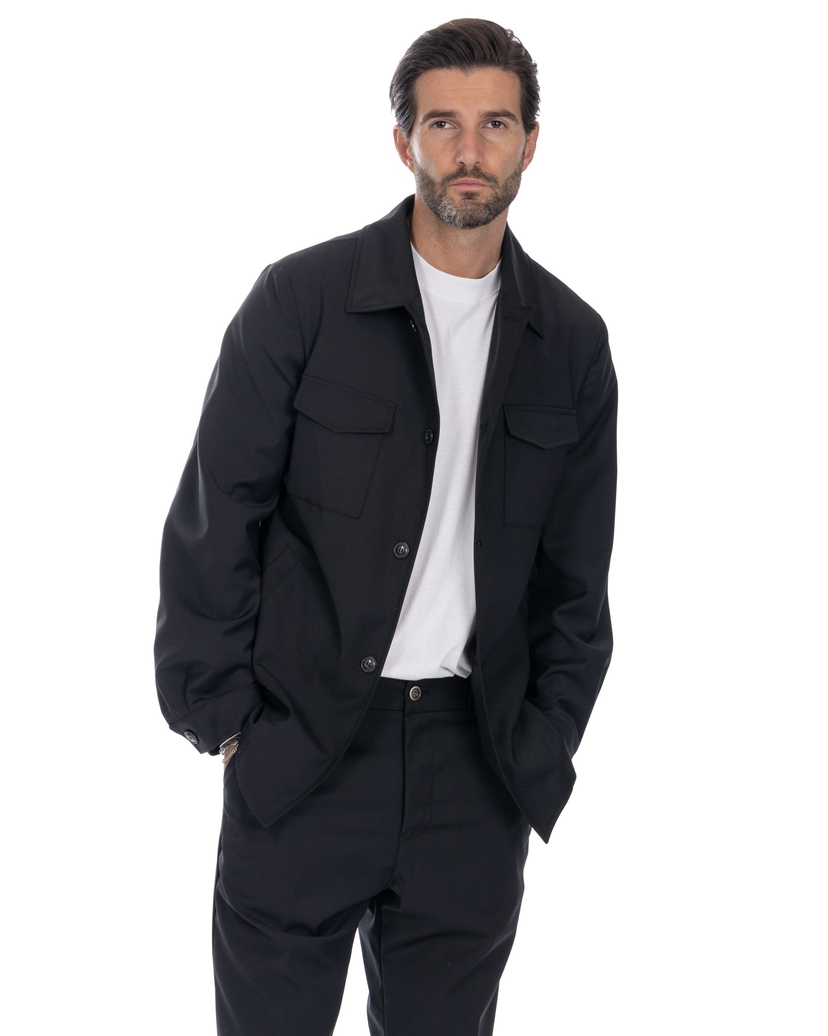 Steven - black wool blend jacket