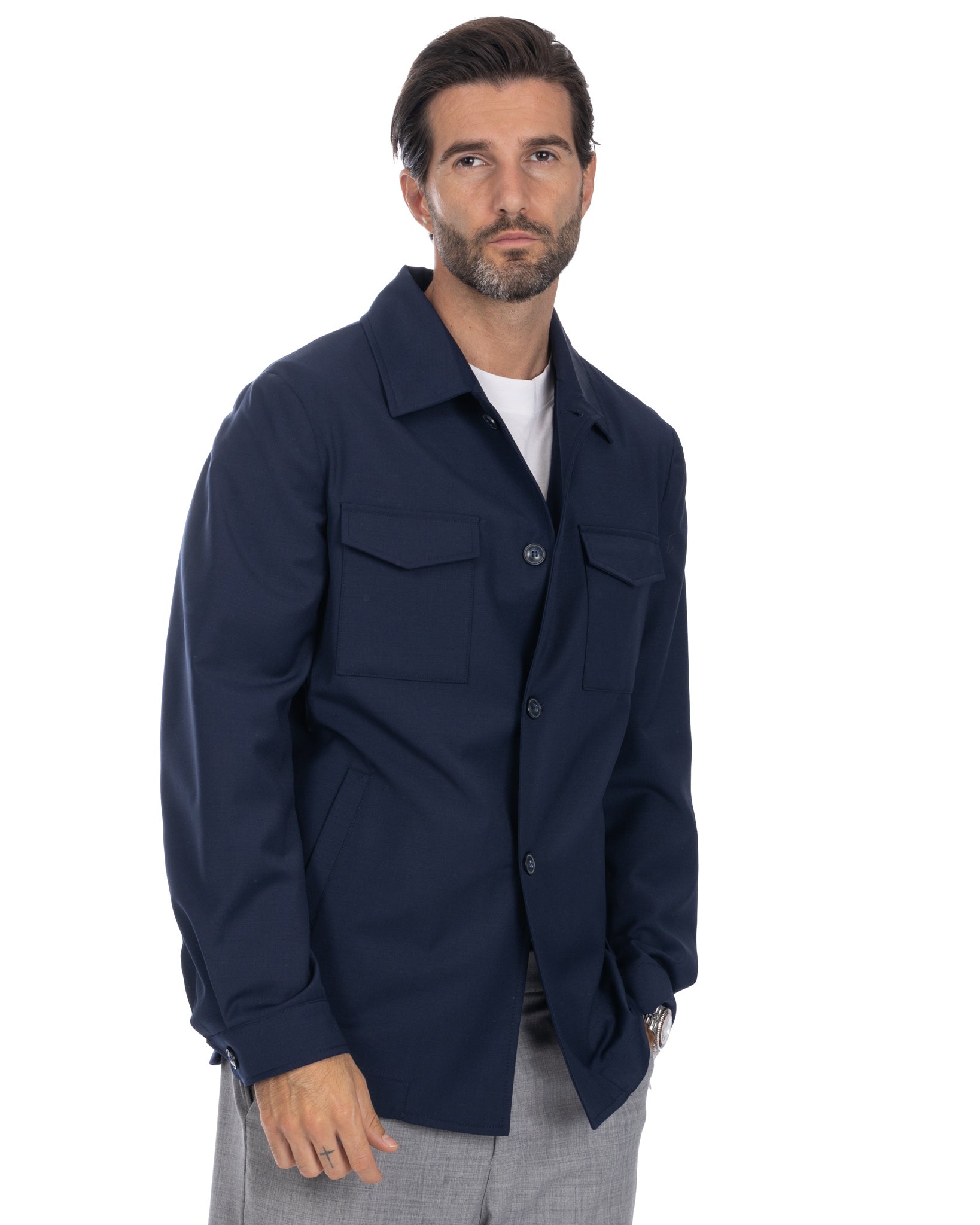 Steven - blue wool blend jacket