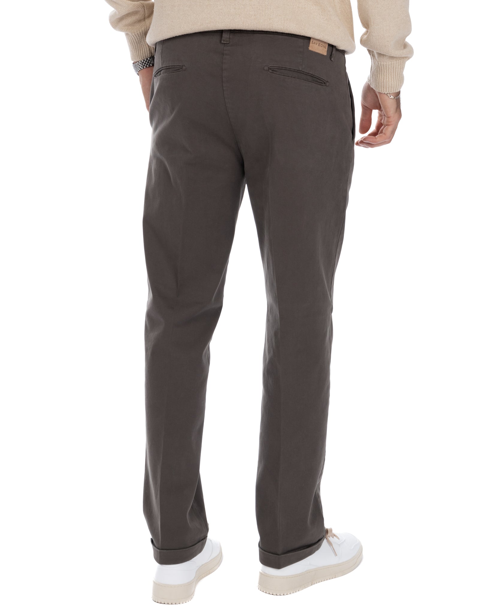 Sean - pantalone in cotone largo fango