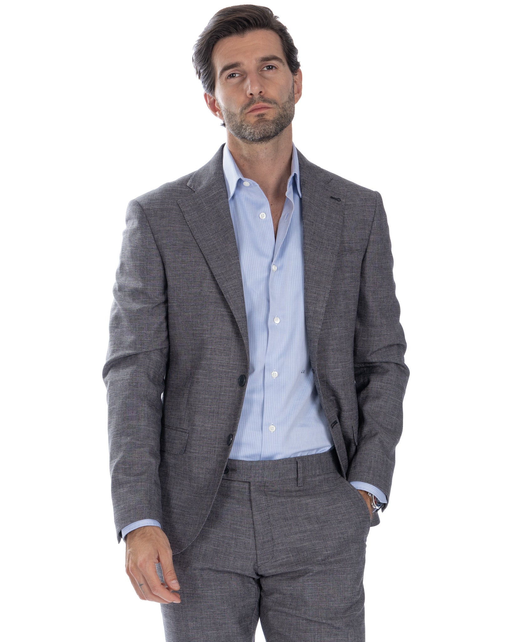 Sydney - gray grisaille single-breasted suit