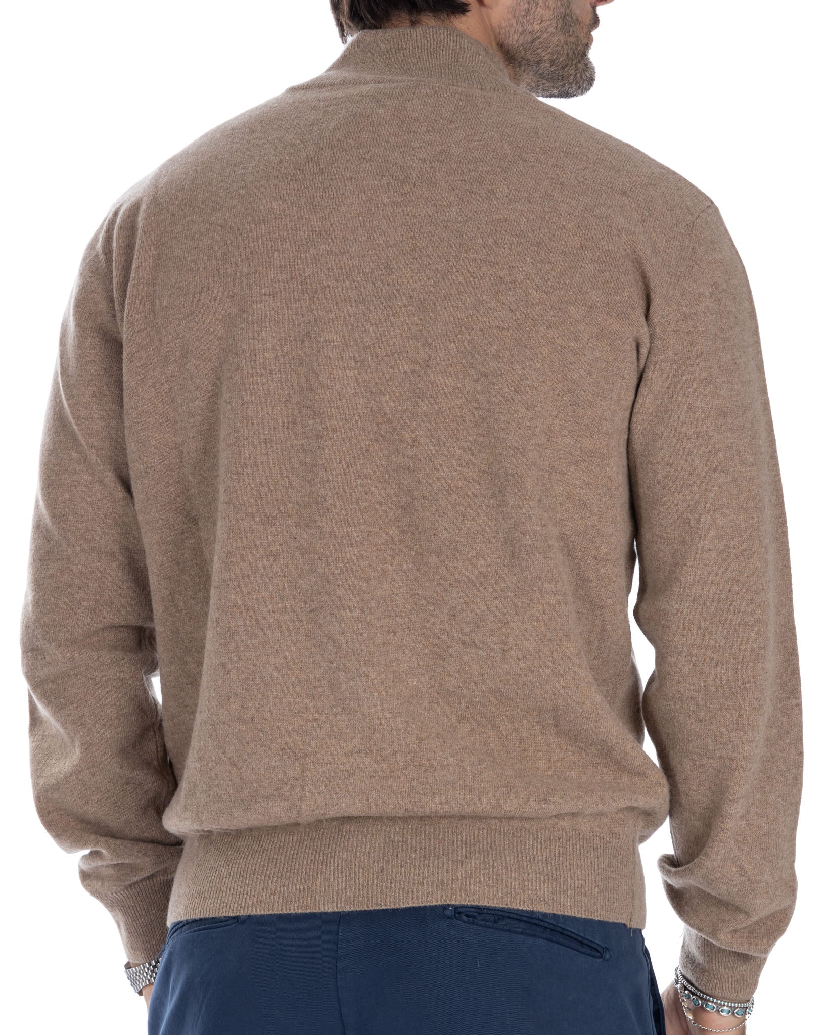 Matt - full zip tobacco sweater in cashmere blend