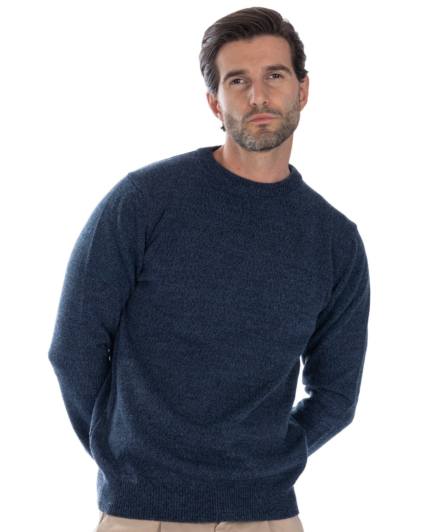 Willie - blue bouclé crew neck sweater