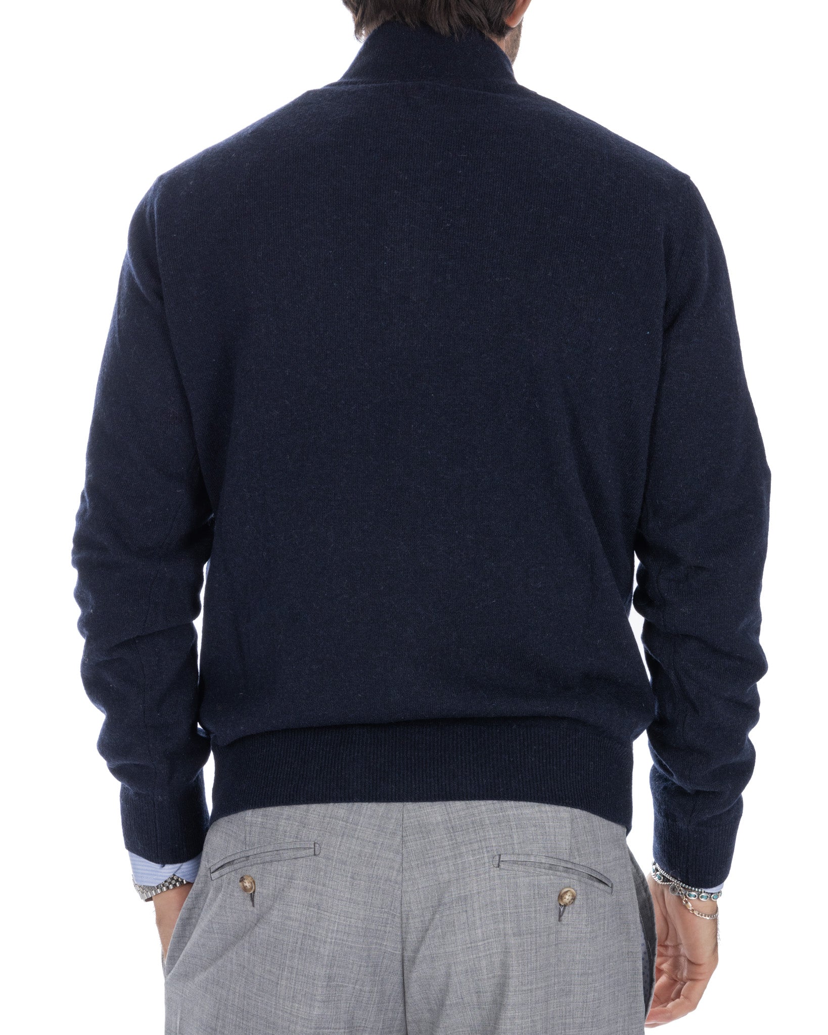 Rory - blue cashmere blend zip sweater