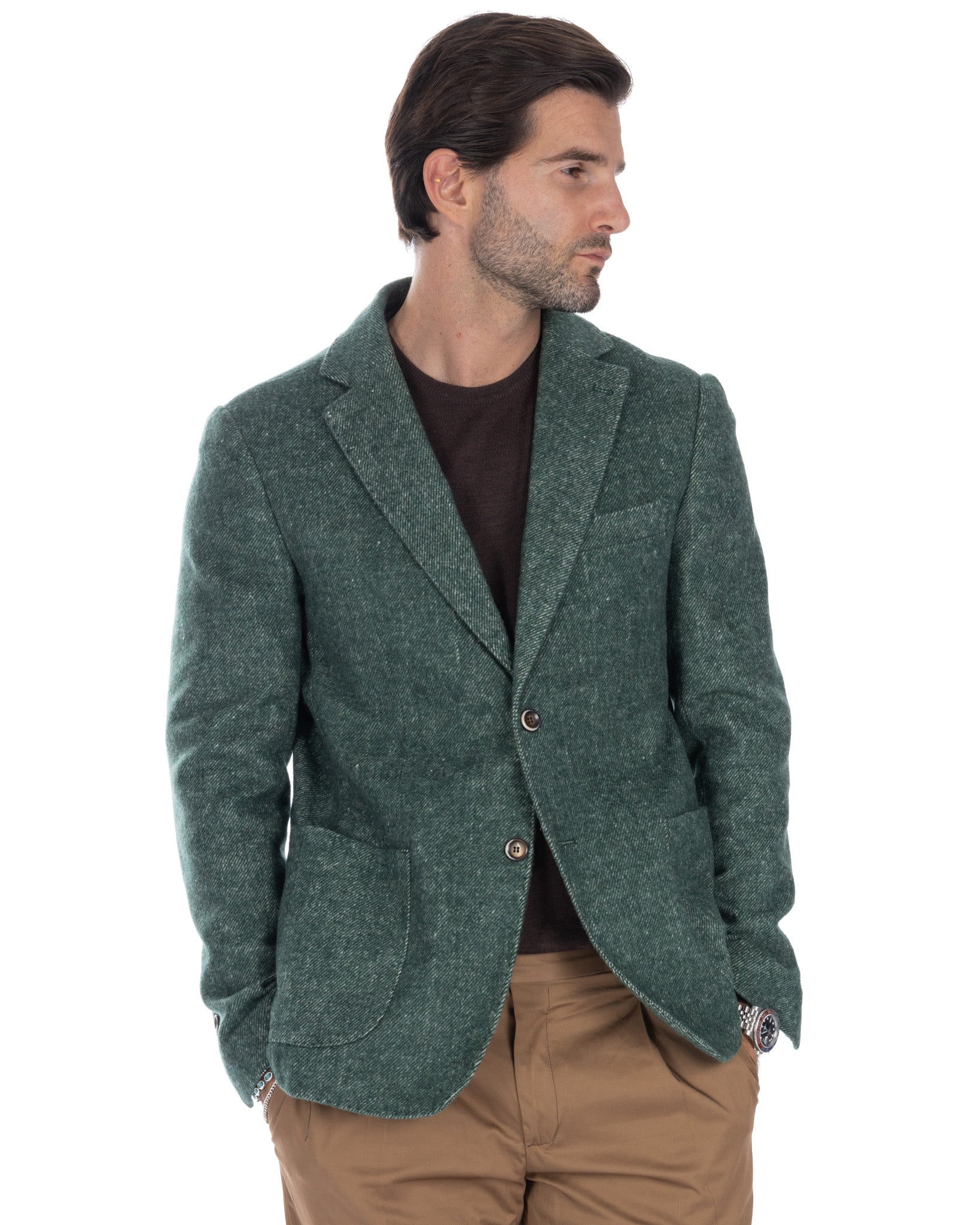 Remi - veste verte à boutonnage simple