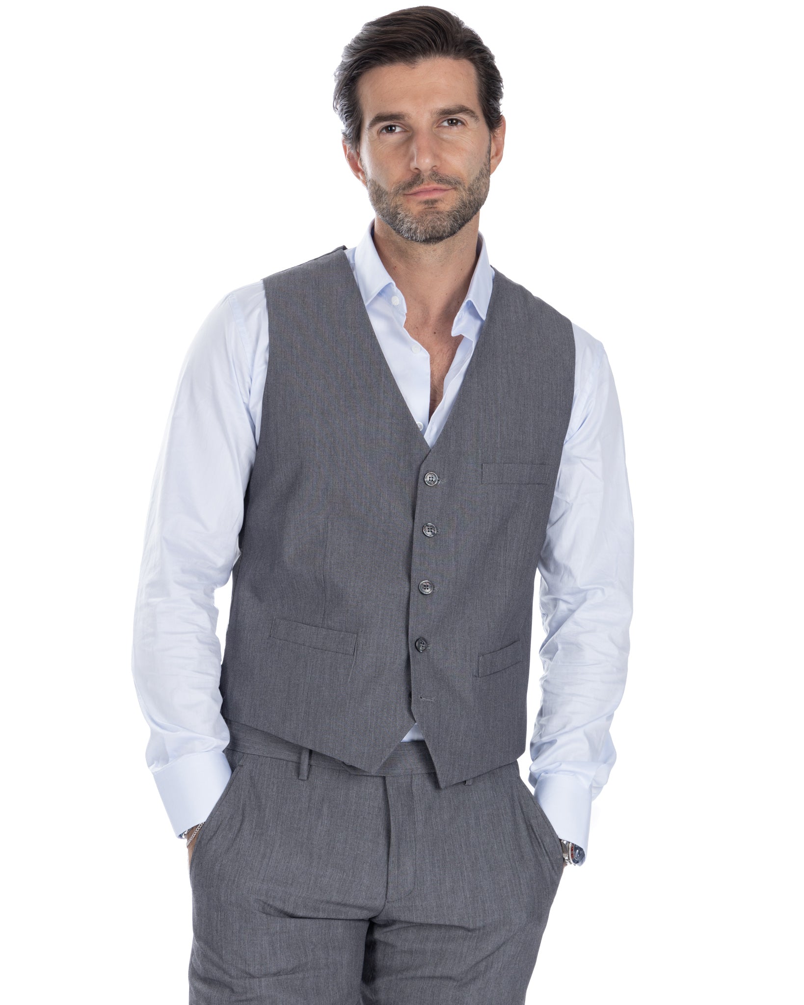 Dresda - gilet monopetto grigio