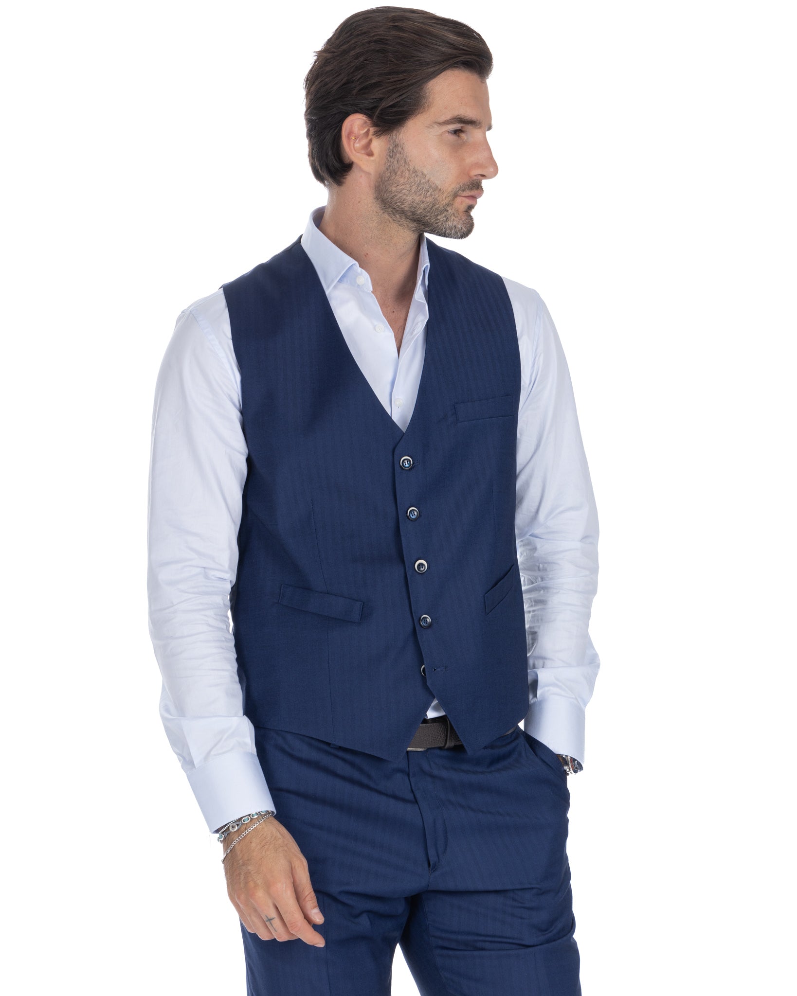 Lyon - blue solaro single-breasted waistcoat