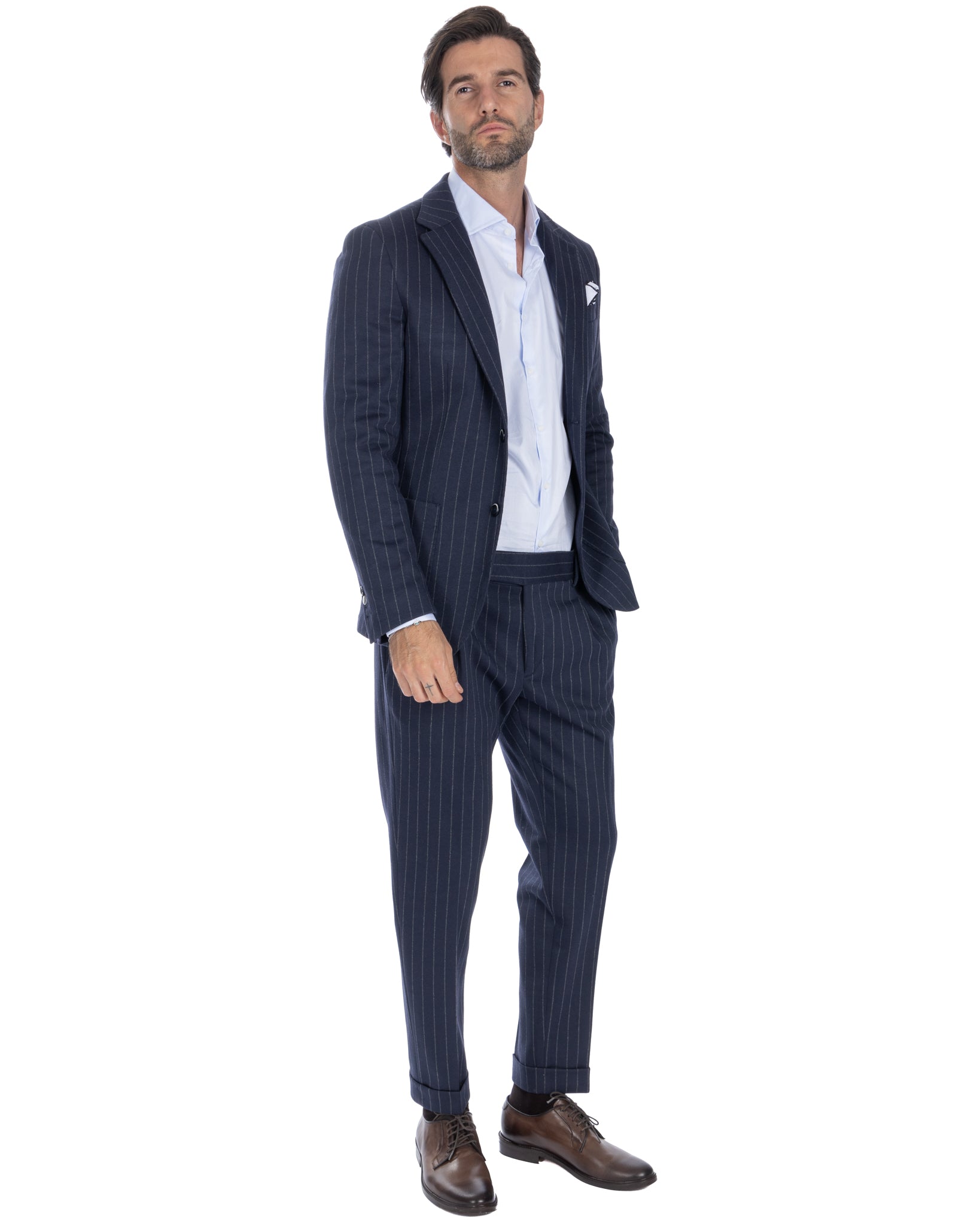 Raphael - blue pinstriped double-breasted jacket