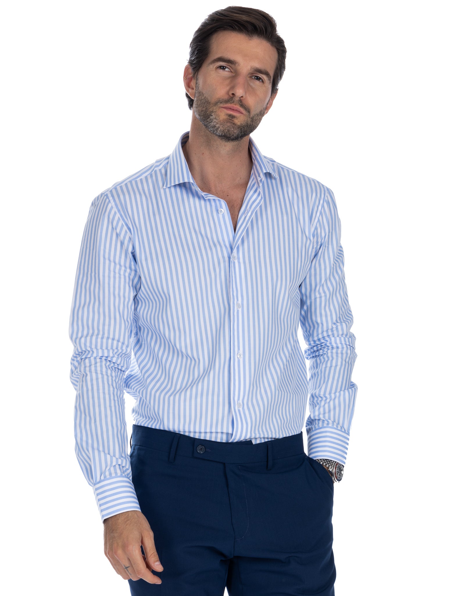 Chemise - light blue stripe slim fit