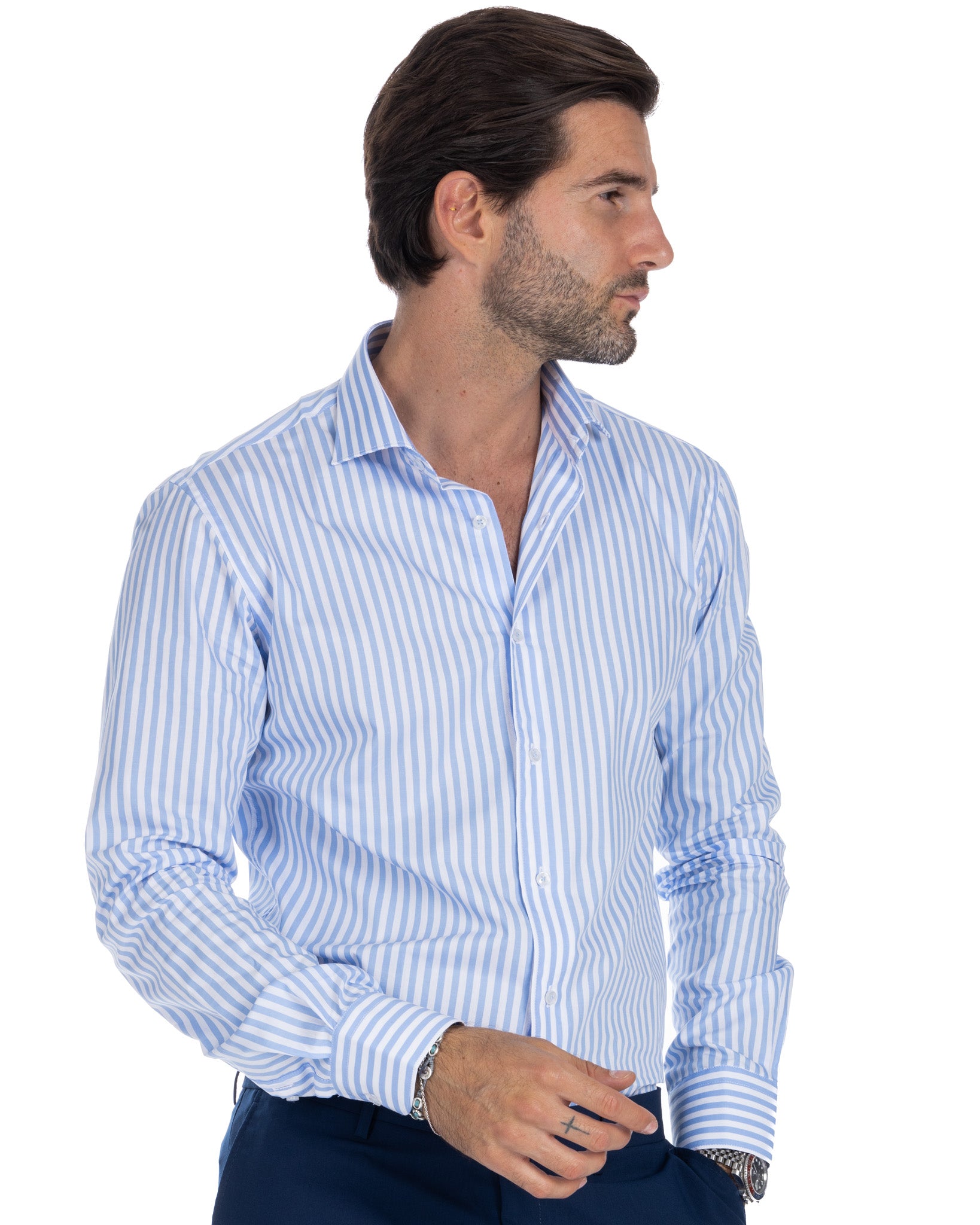 Chemise - light blue stripe slim fit