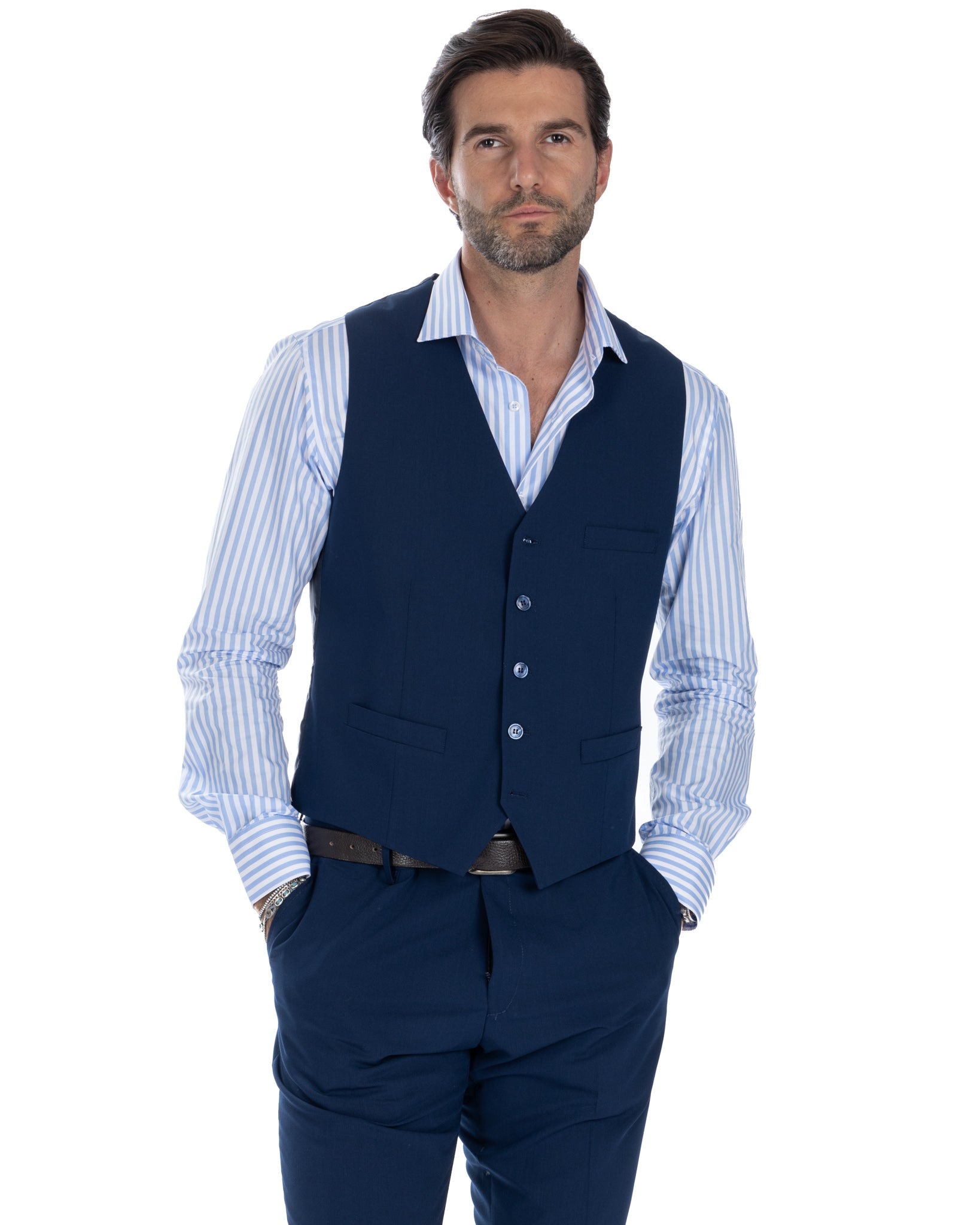 Dresden - blue single-breasted waistcoat