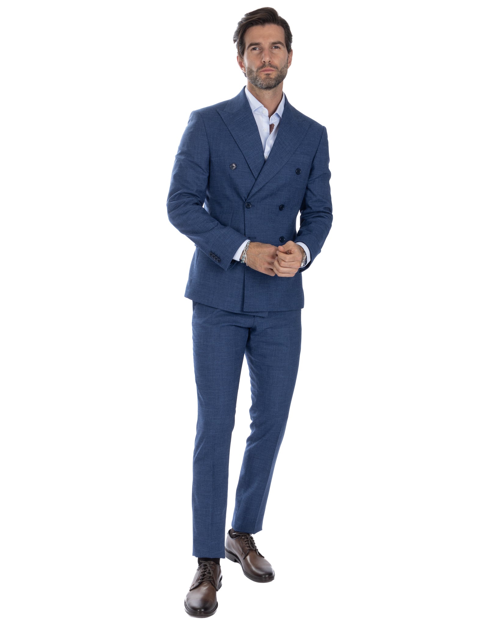 Perth - bluette grisaille double-breasted suit