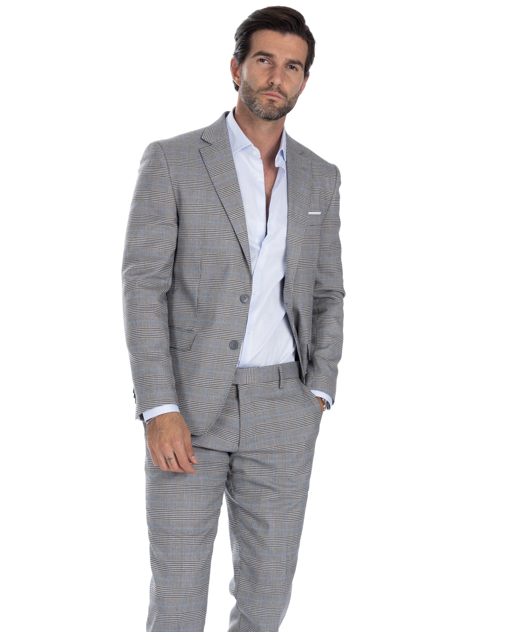 Cardiff - Grey Prince of Wales Single Breasted Suit