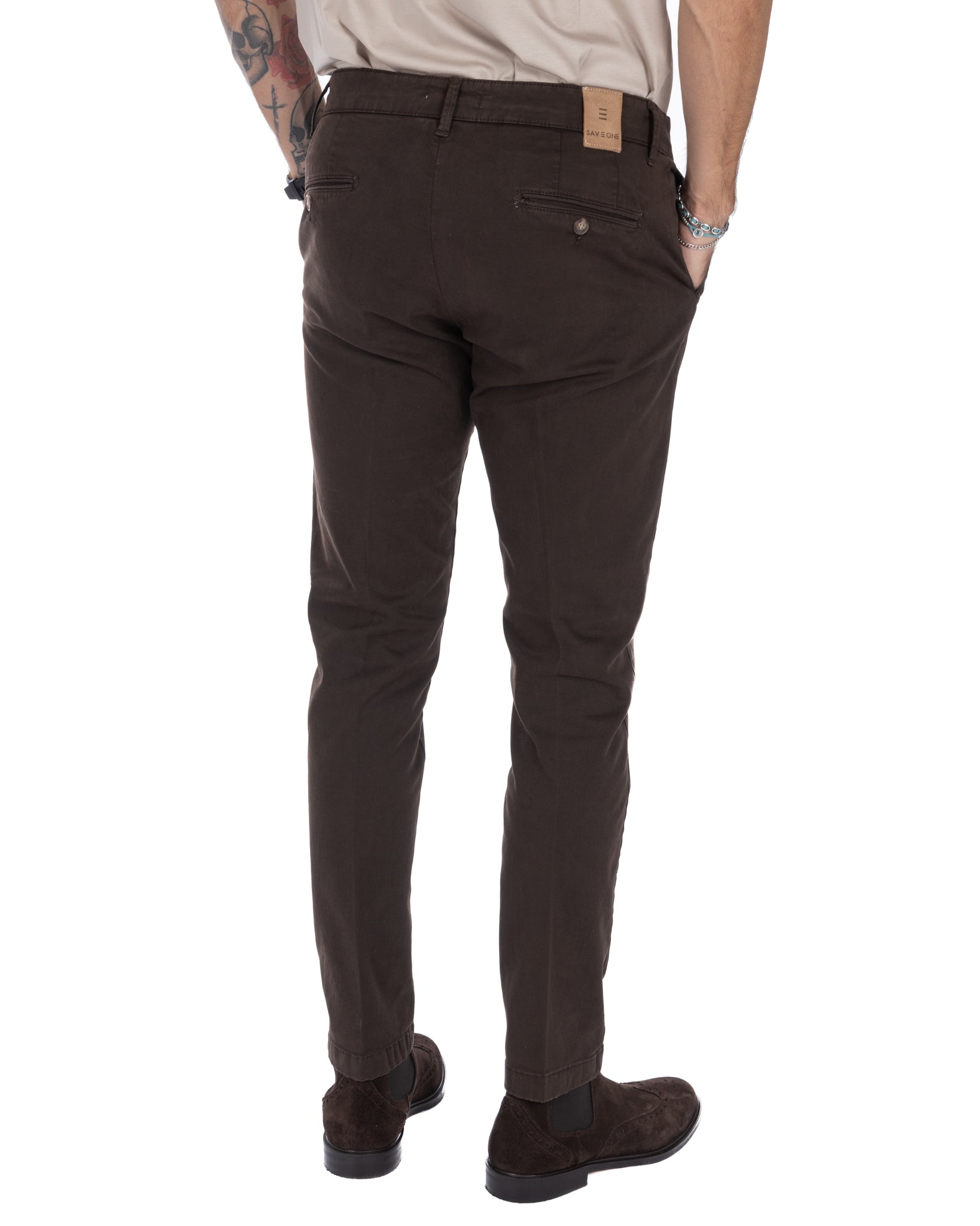 Paul - Pantalon basique marron foncé