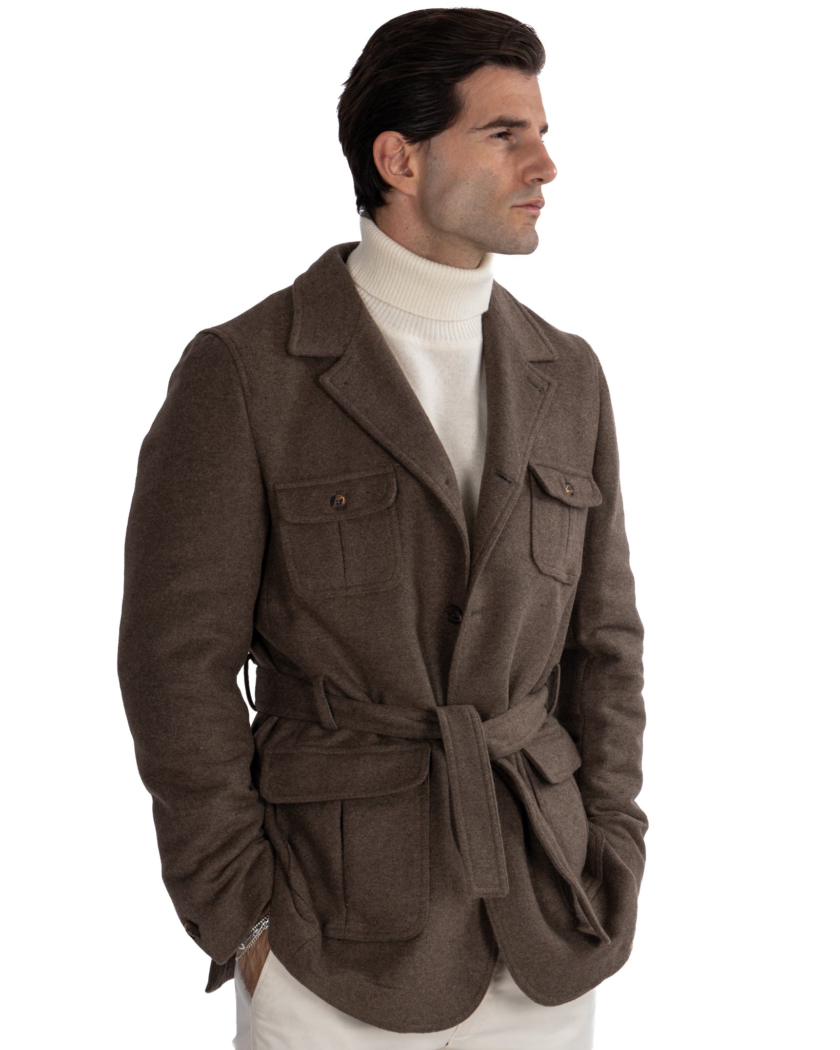 Ponente - dark brown wool safari jacket