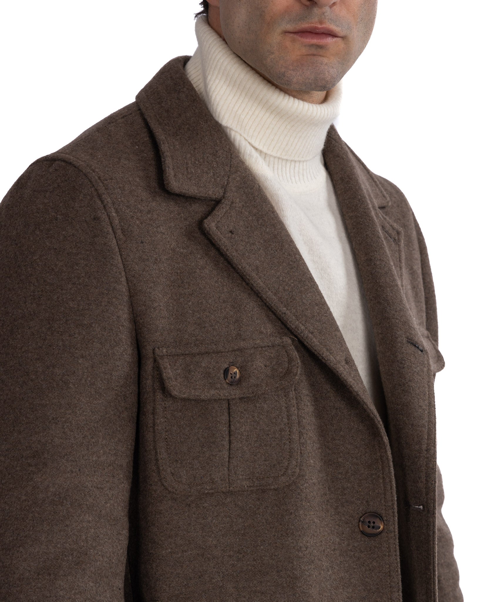 Ponente - dark brown wool safari jacket