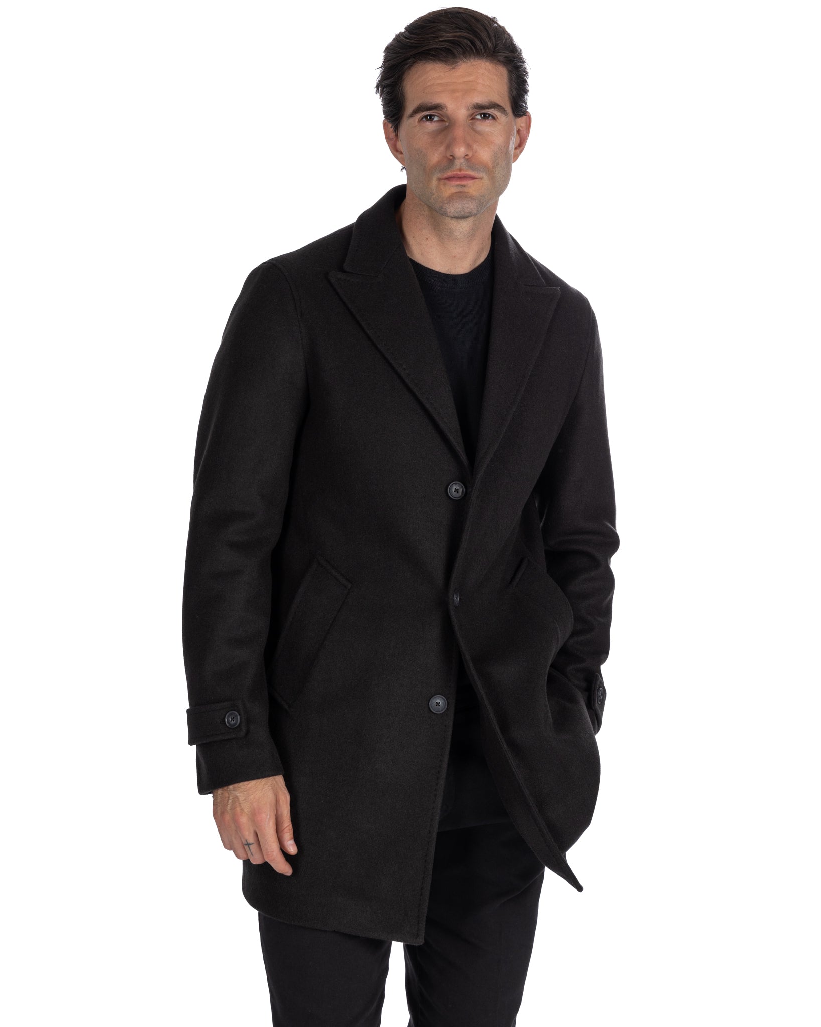 Henri - black single-breasted coat