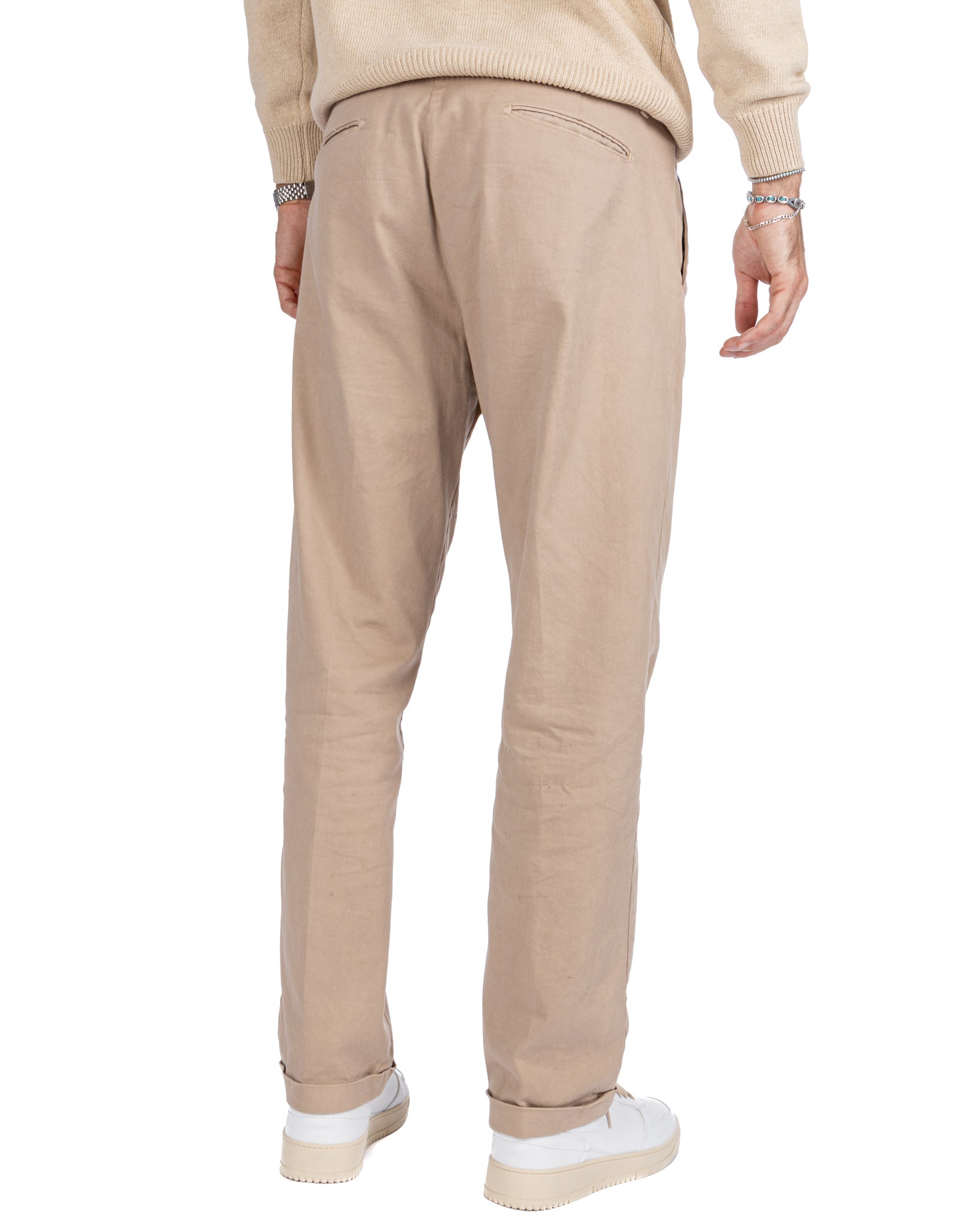 Sean - pantalon large en coton beige