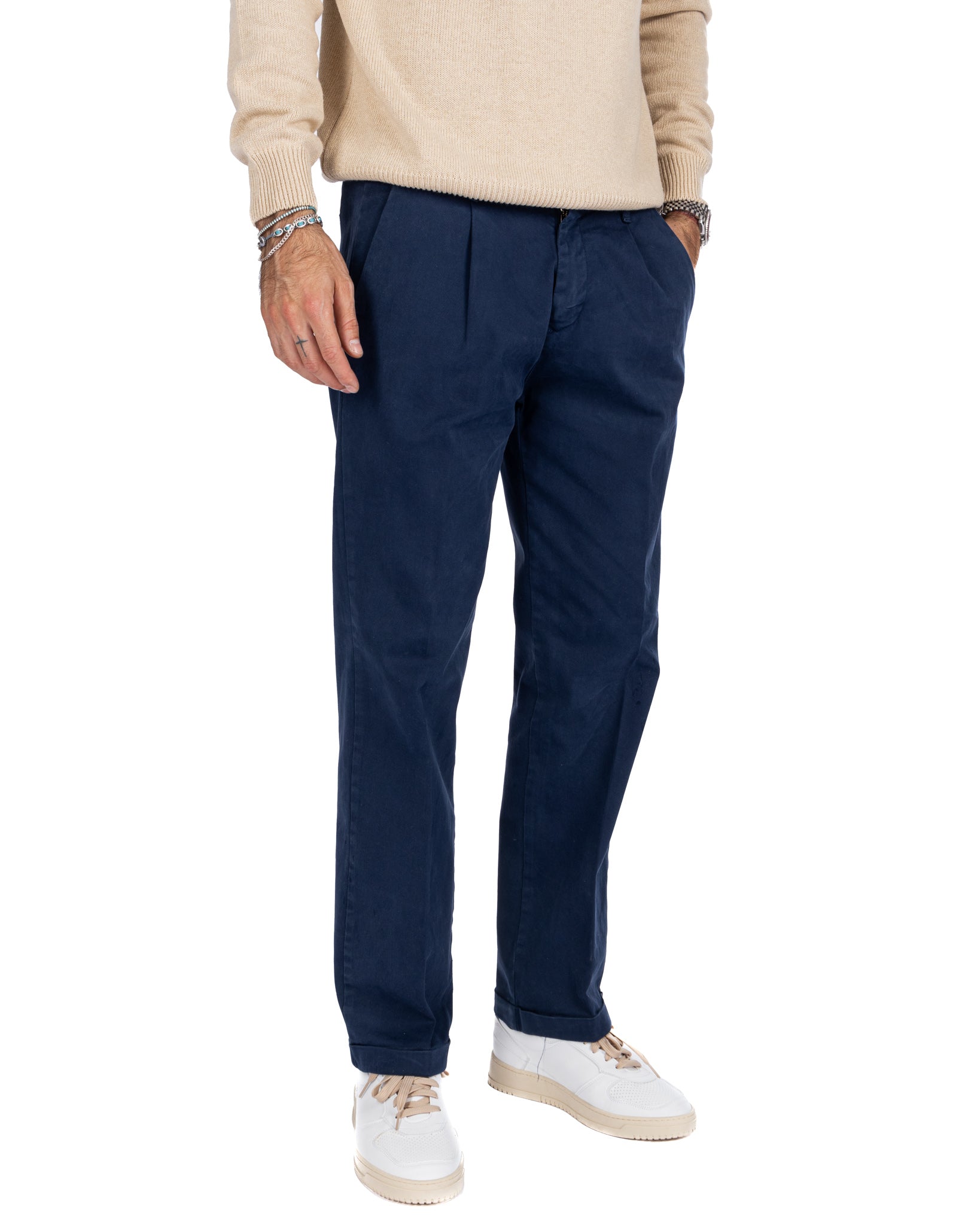 Sean - bluette wide cotton trousers