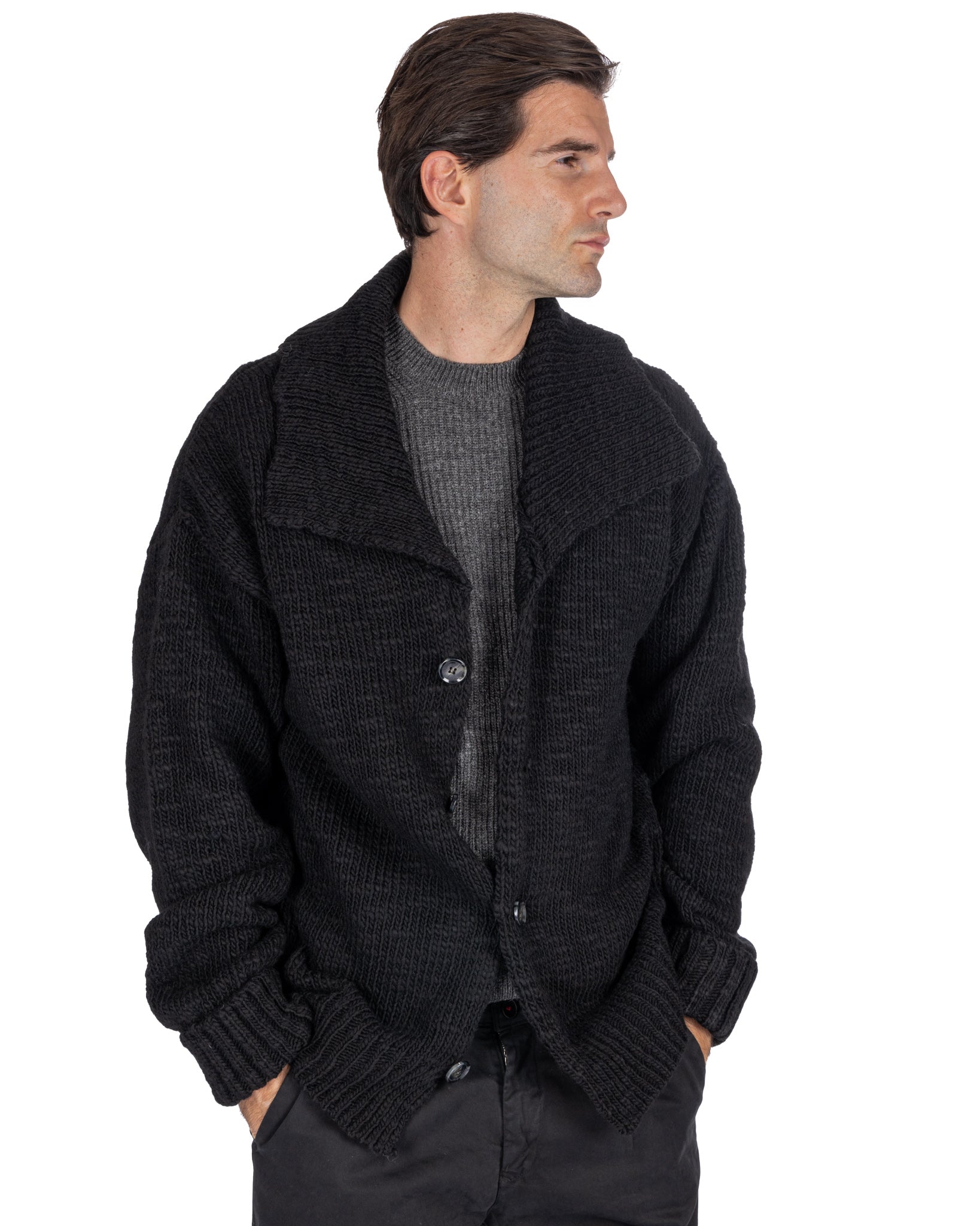 Ethan - black oversized cardigan