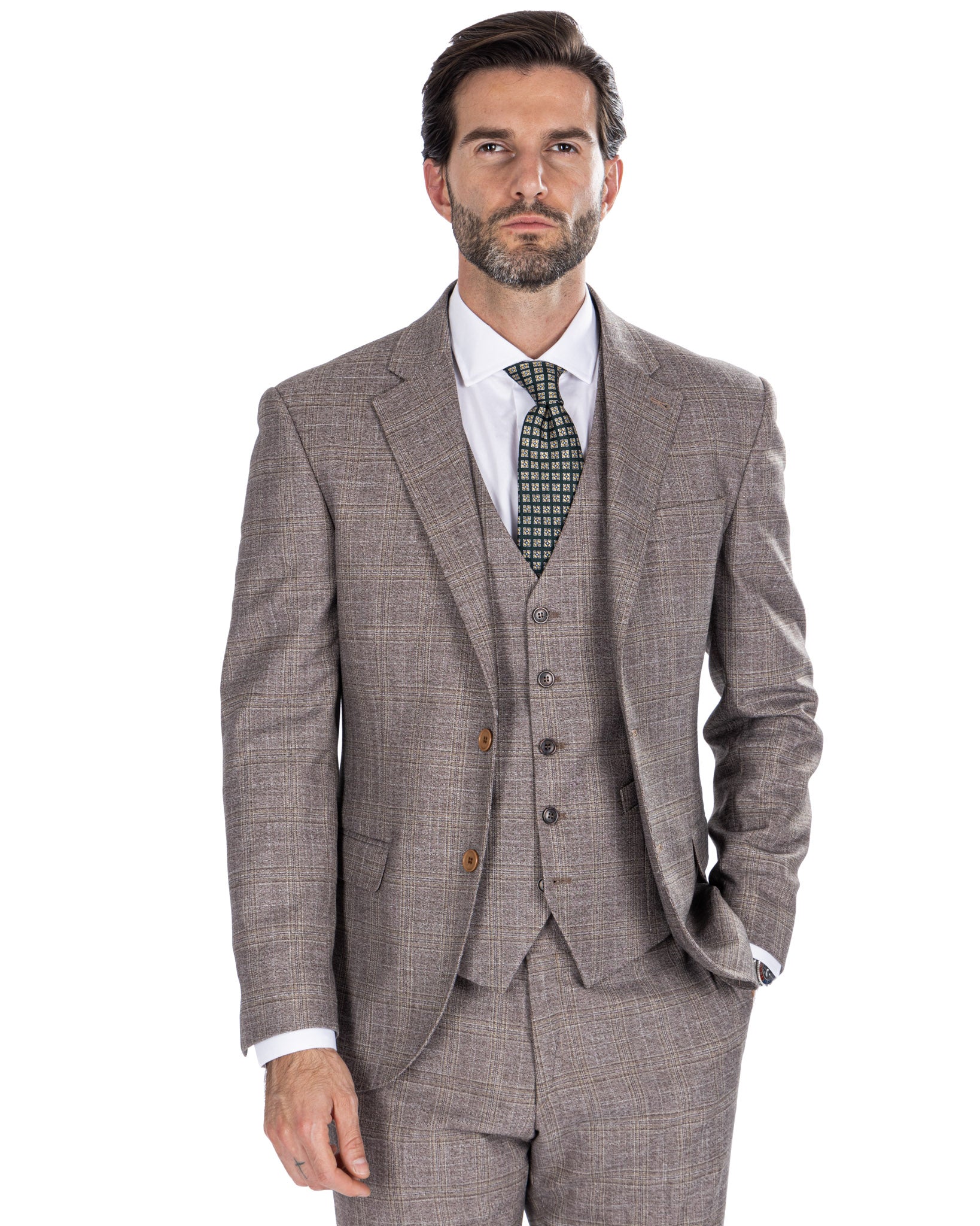 Hanoi - beige square single-breasted suit