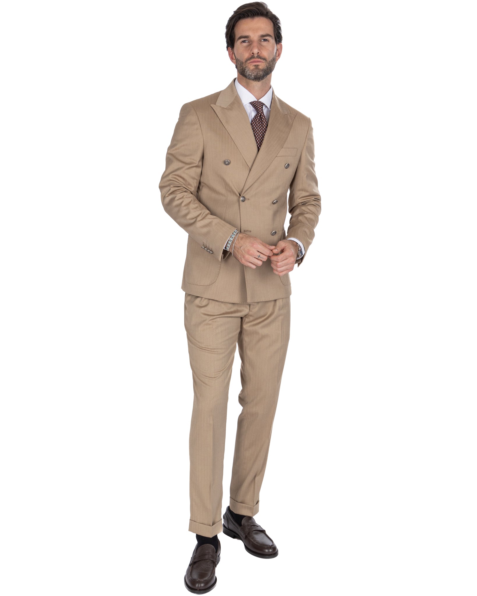 Lisbon - Solaro Camel Double Breasted Jacket