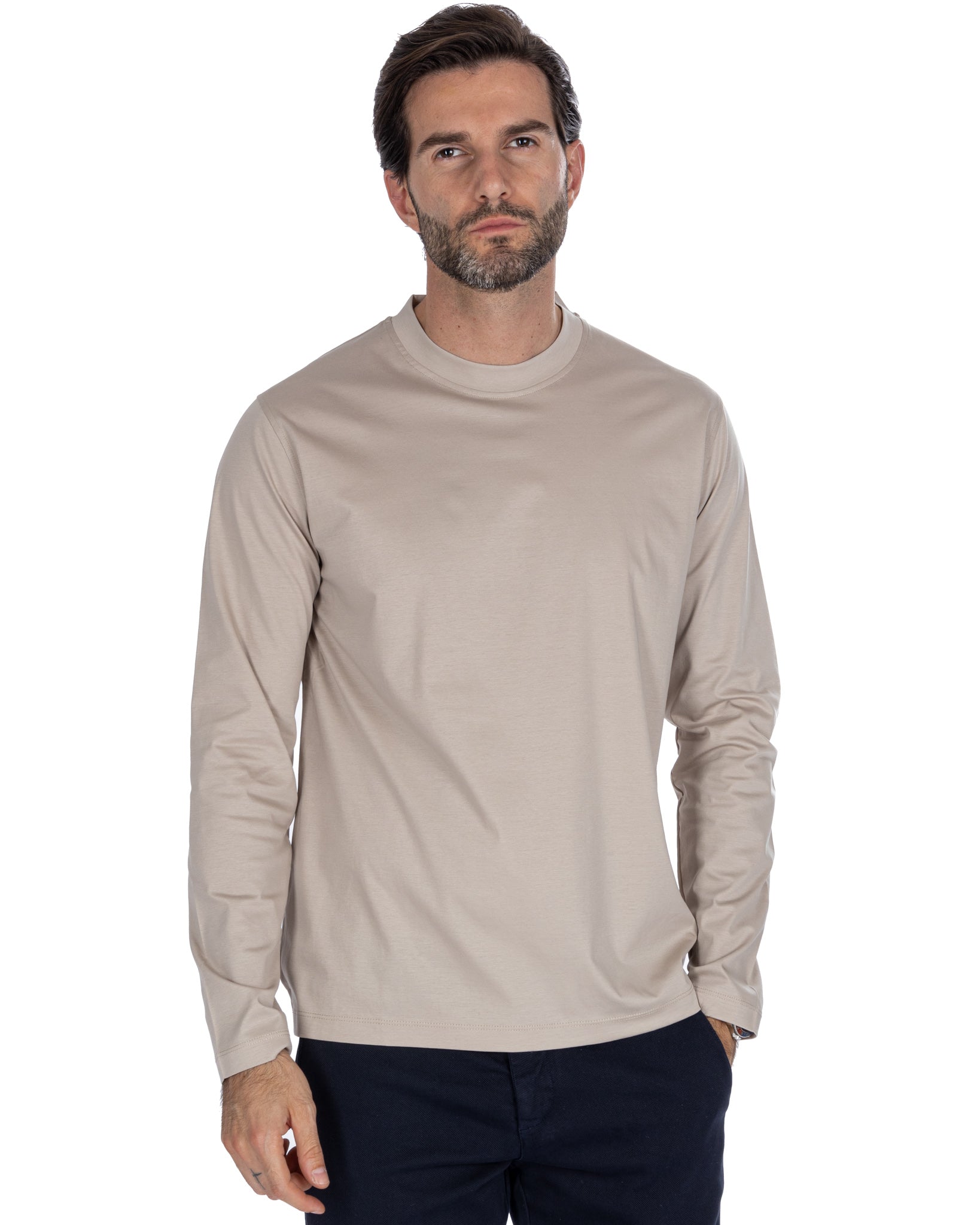 Nimega - t-shirt à manches longues en coton beige