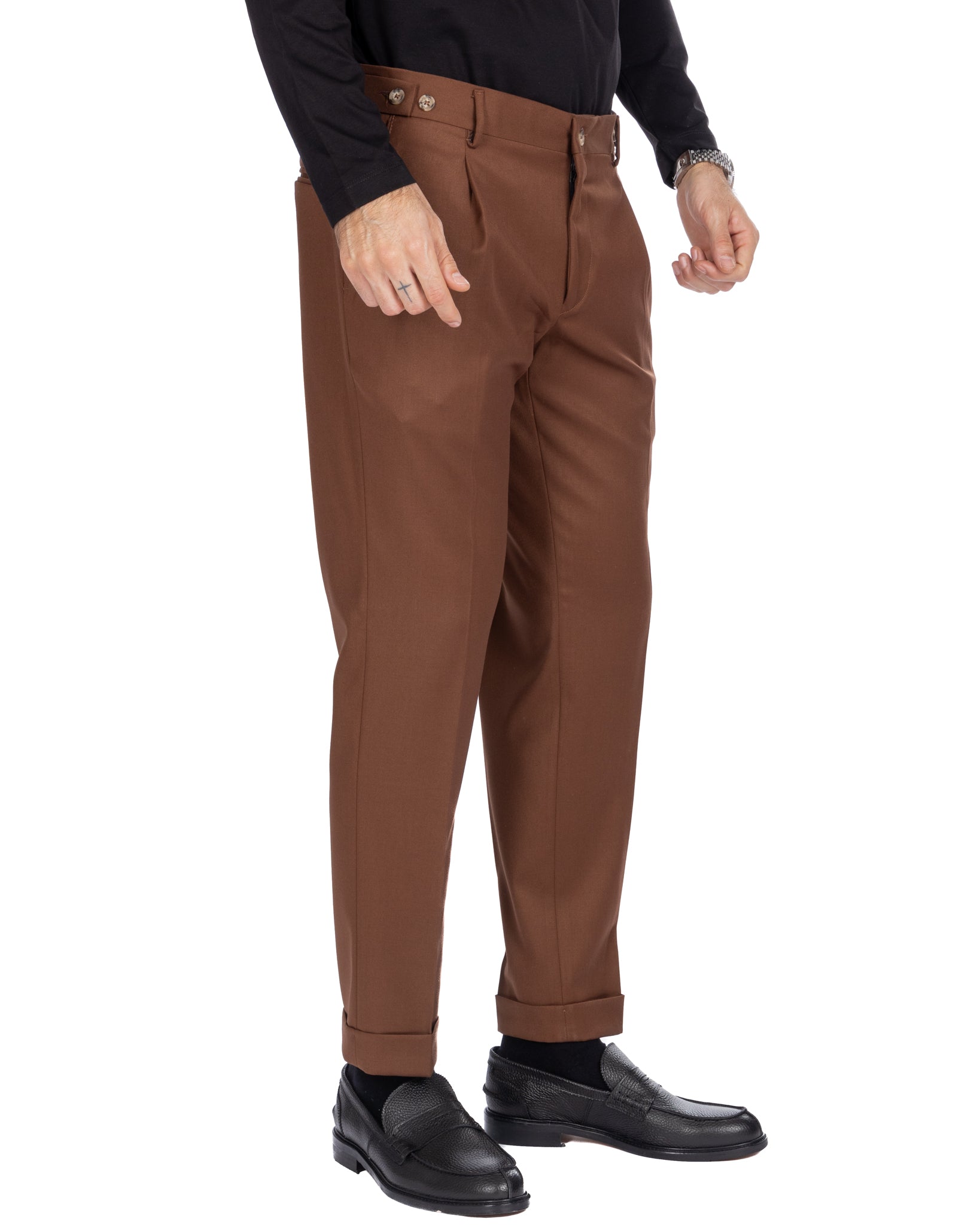 Fasano - pantalone con pince tabacco