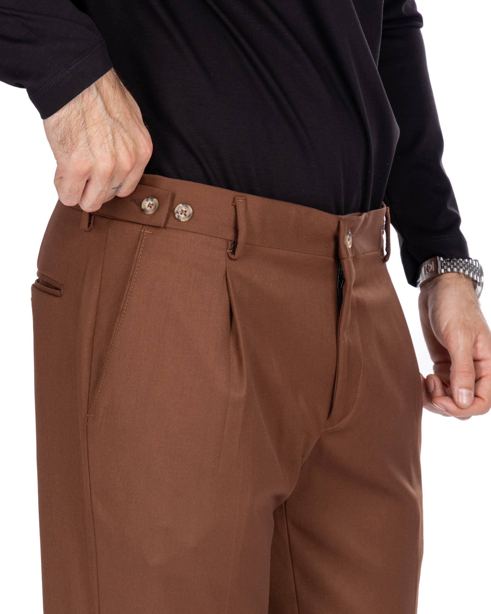 Fasano - tobacco pleated trousers