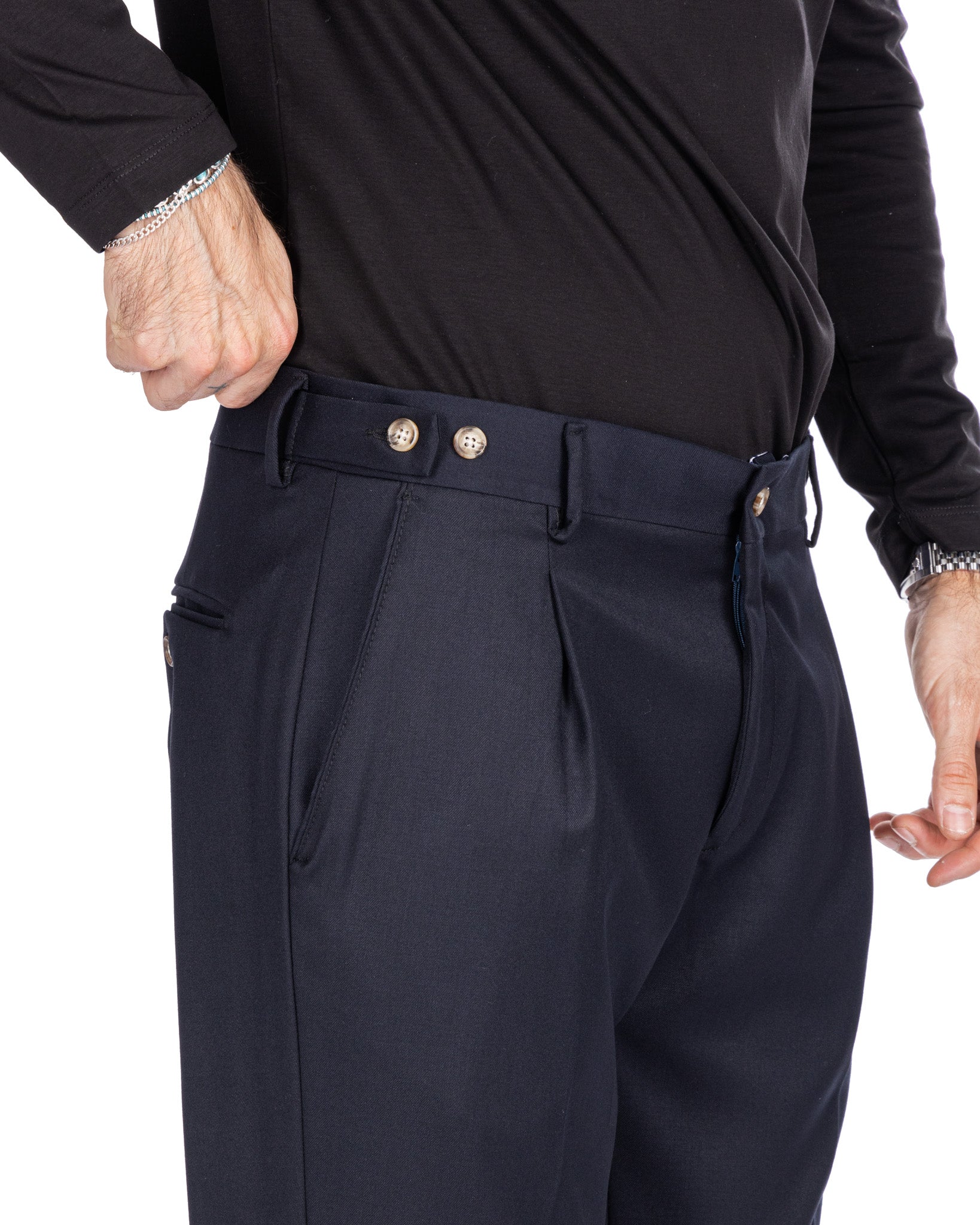 Fasano - blue pleated trousers