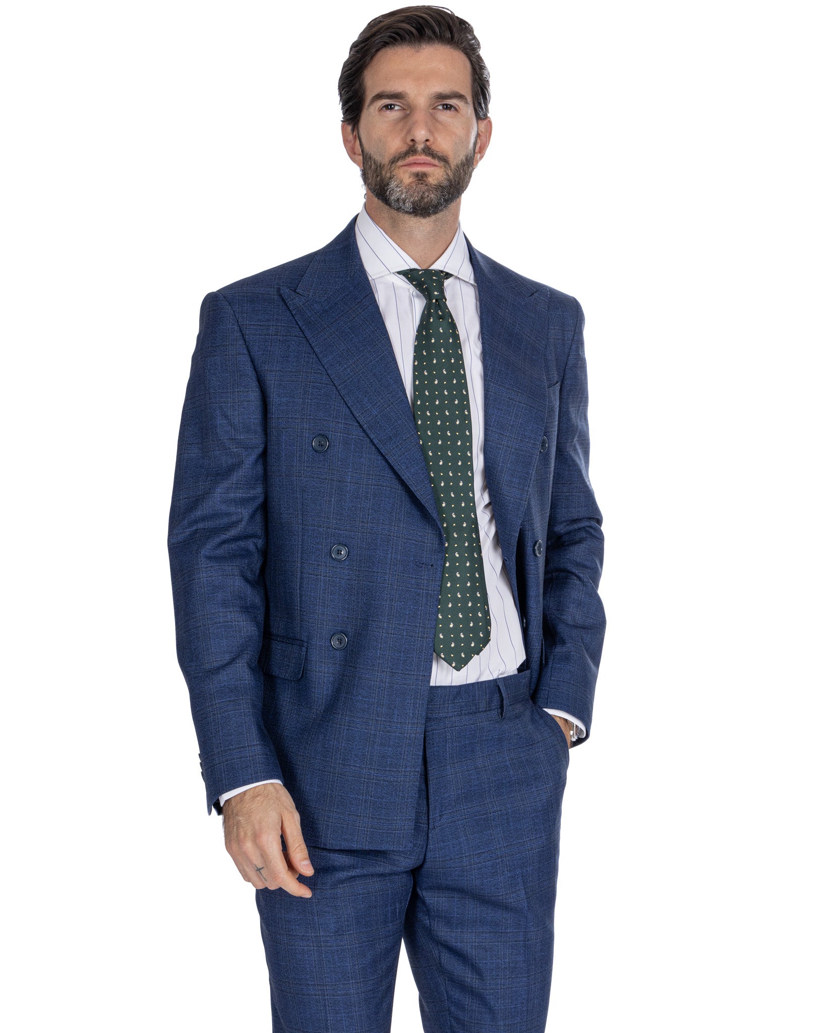 Vinh - blue square double-breasted suit