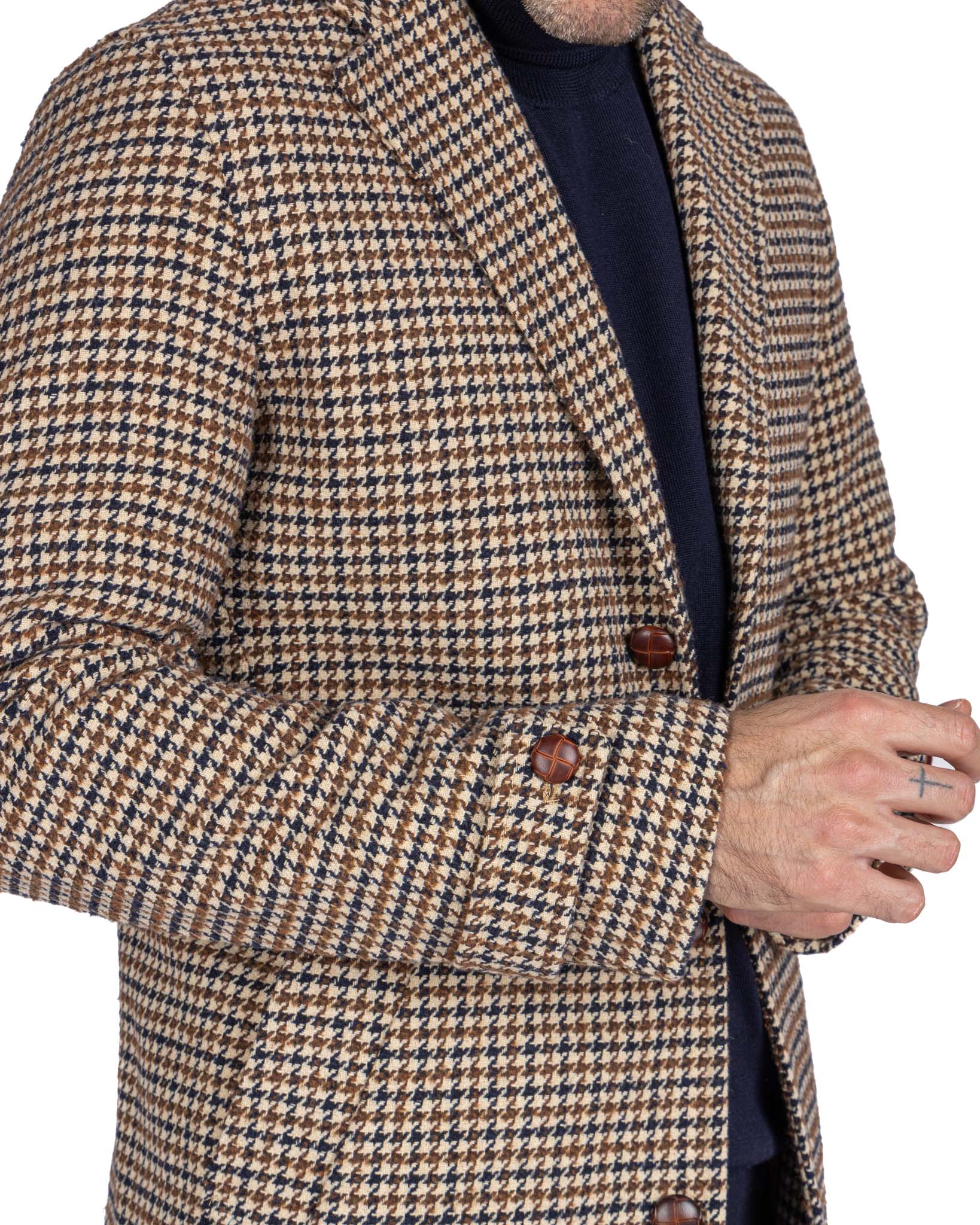 Alexandre - mustard houndstooth single breasted coat