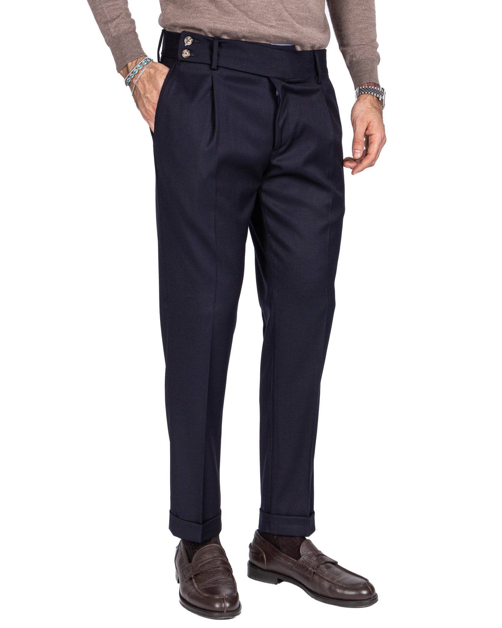 Lucca - pantalon taille haute bleu