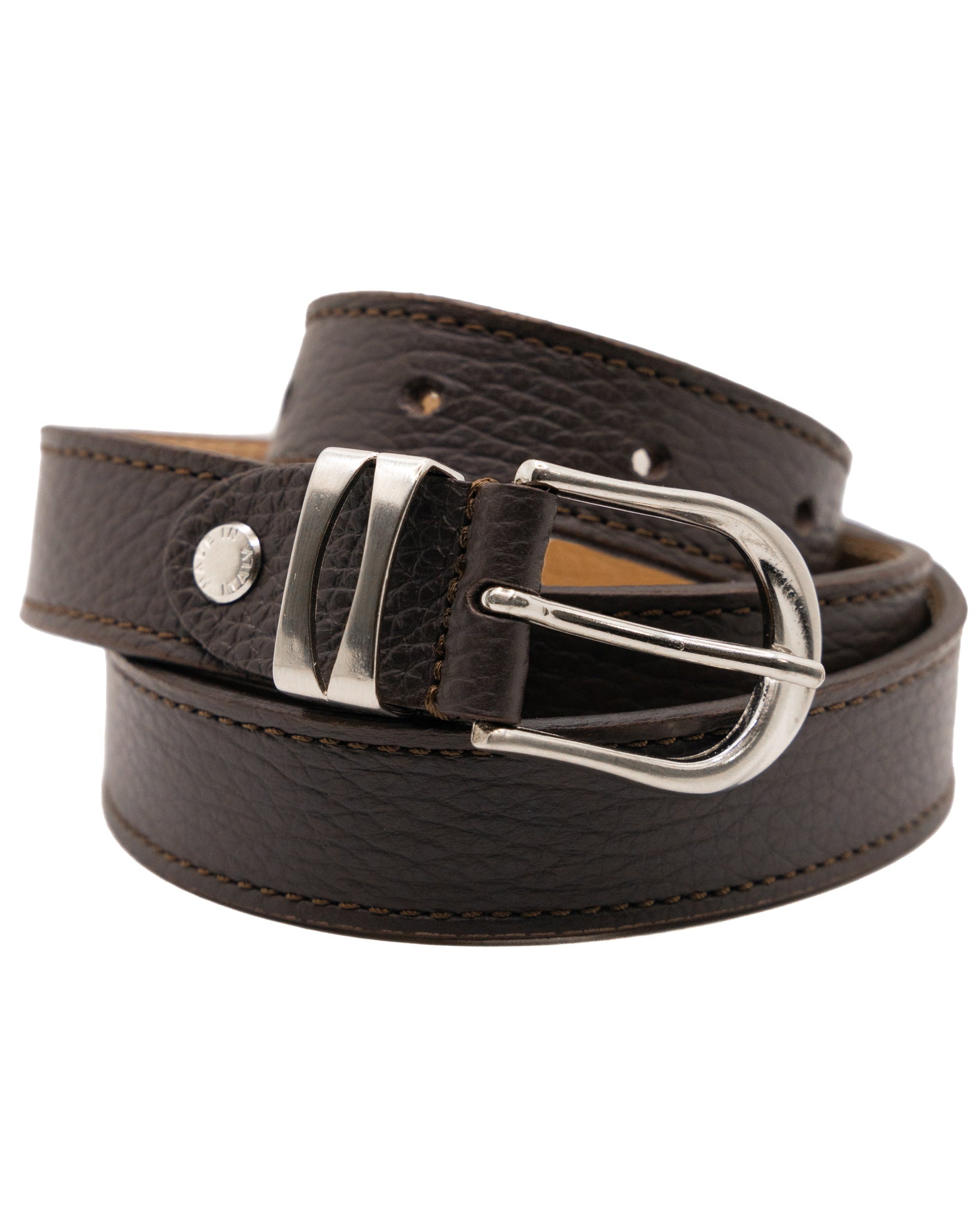 Siena - ceinture en cuir martelé marron foncé