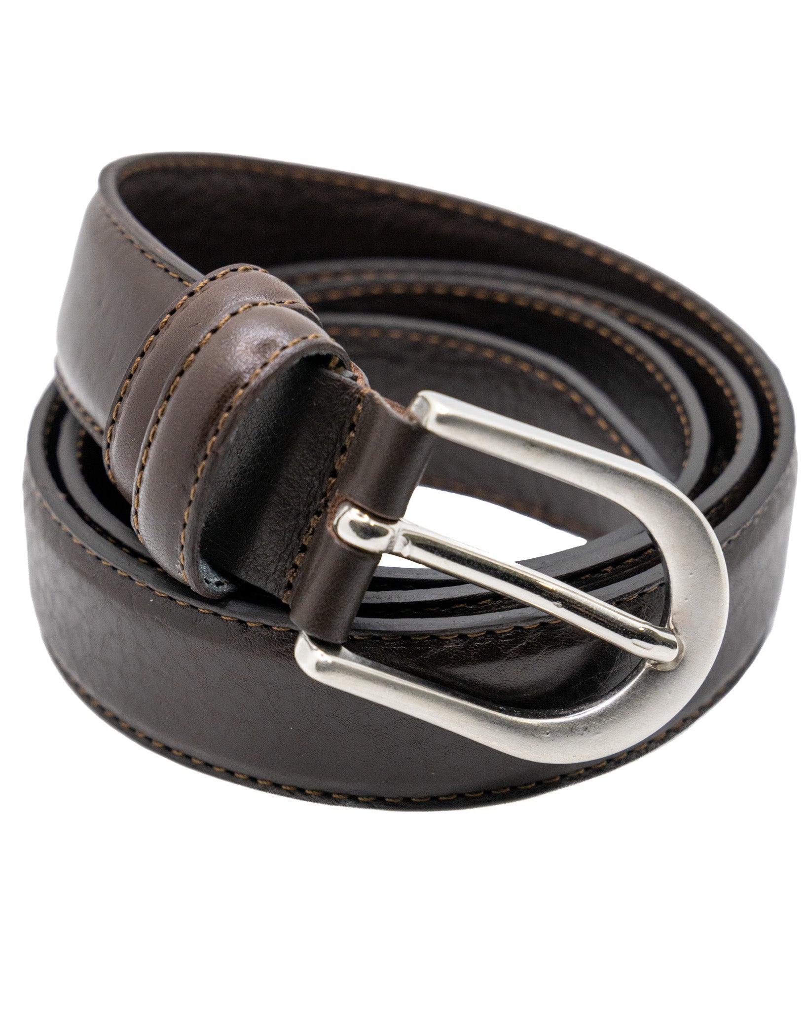 Empoli - ceinture en cuir martelé marron foncé