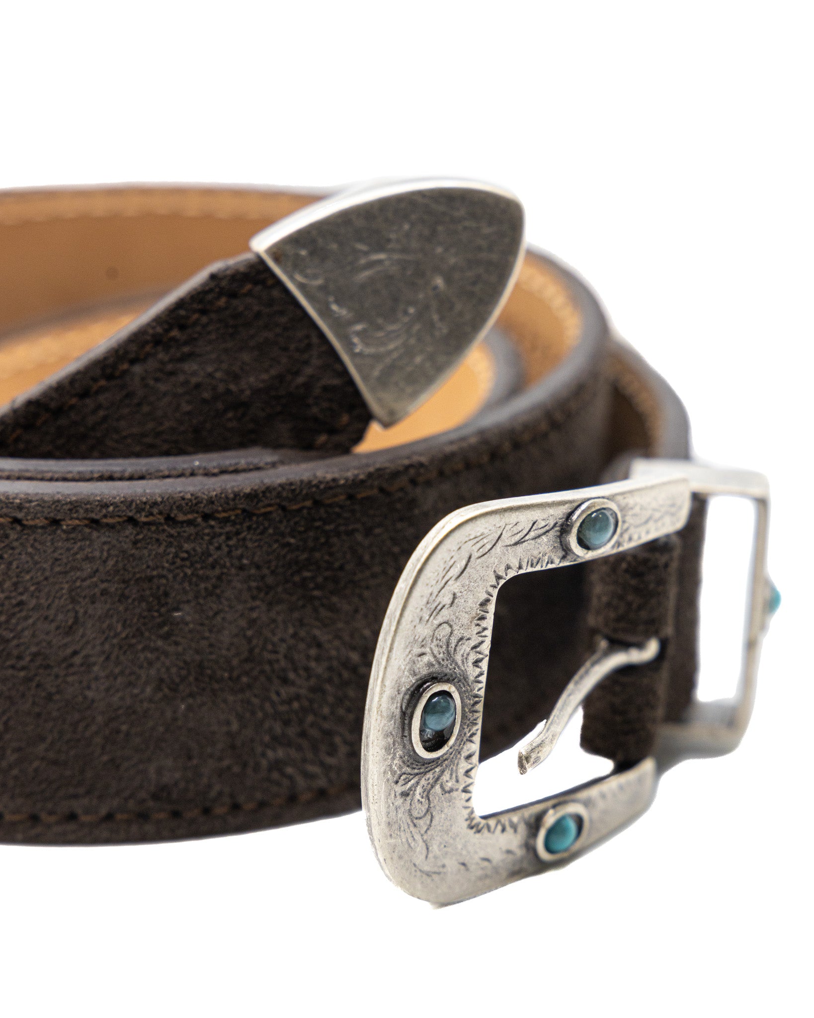 Quirico - ceinture bijou marron foncé en daim