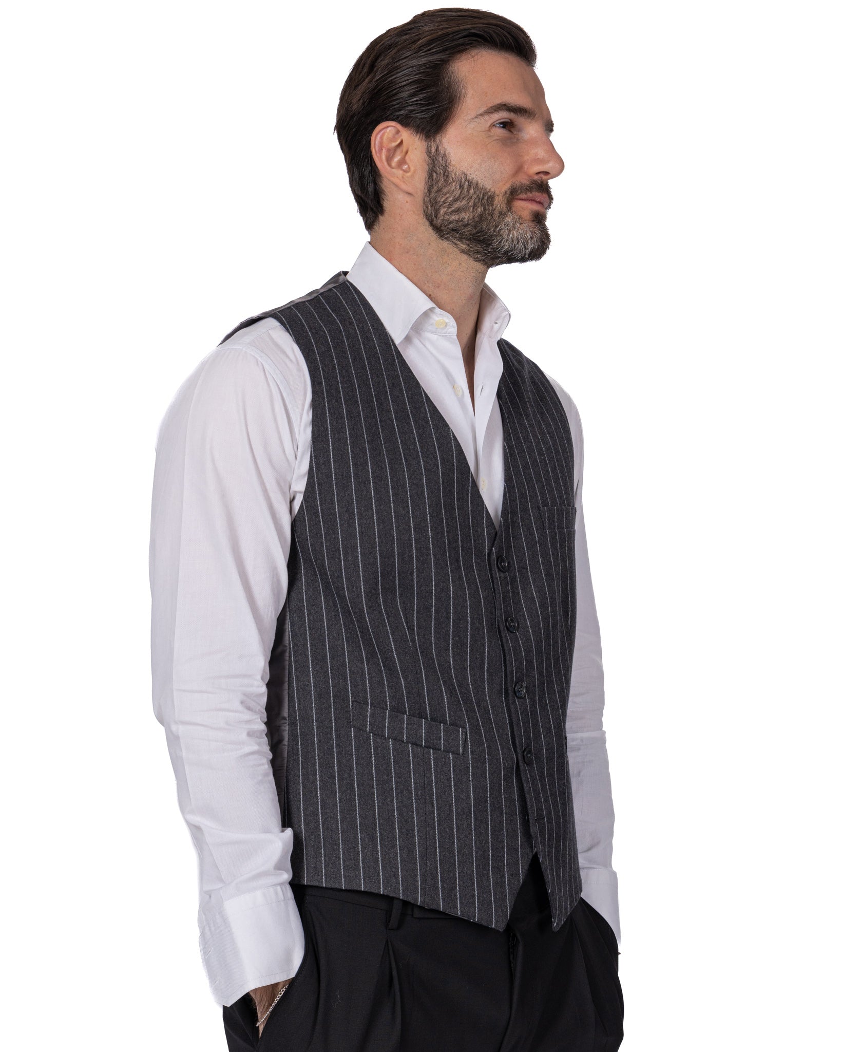 Racines - gilet droit carré anthracite