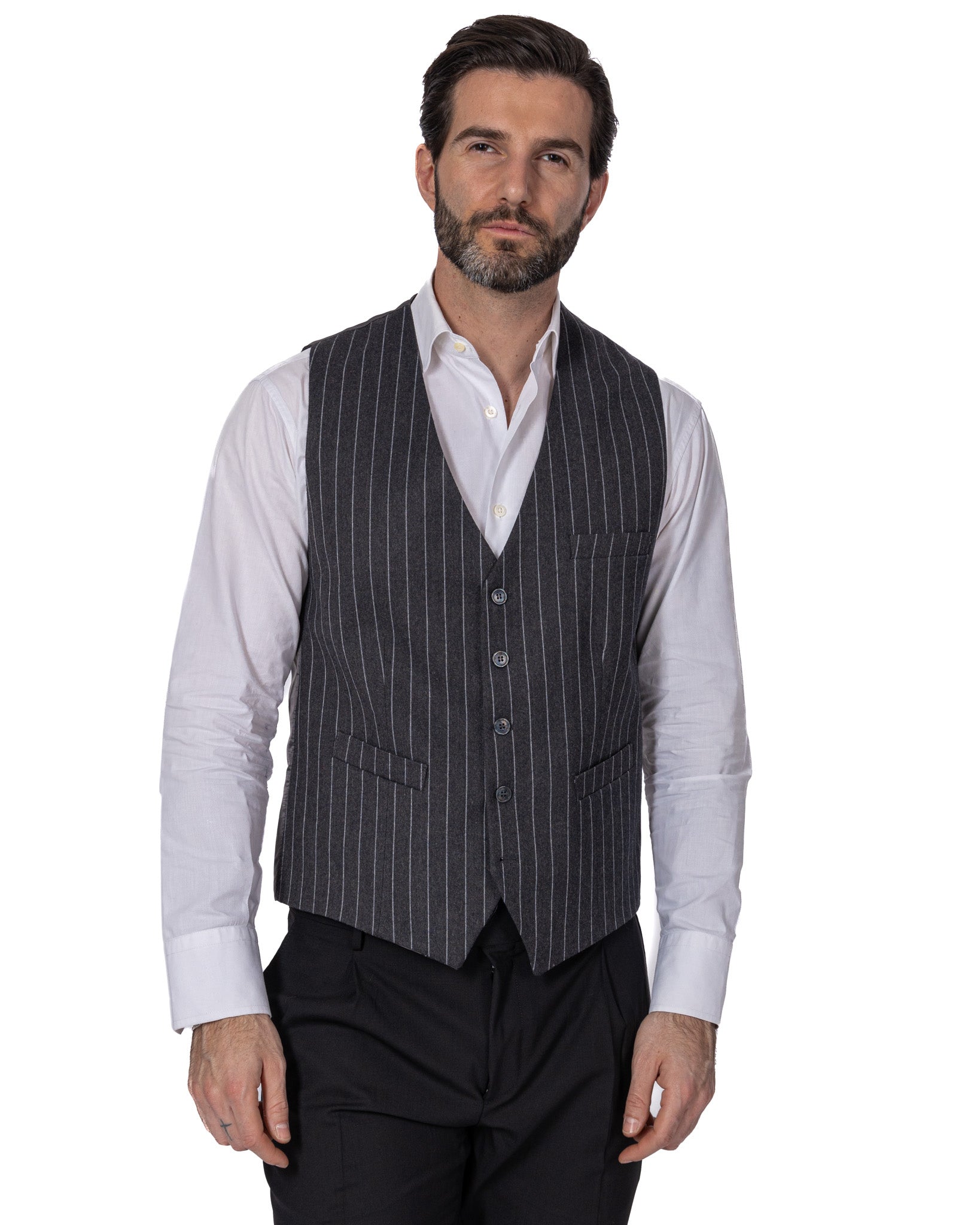 Racines - gilet droit carré anthracite