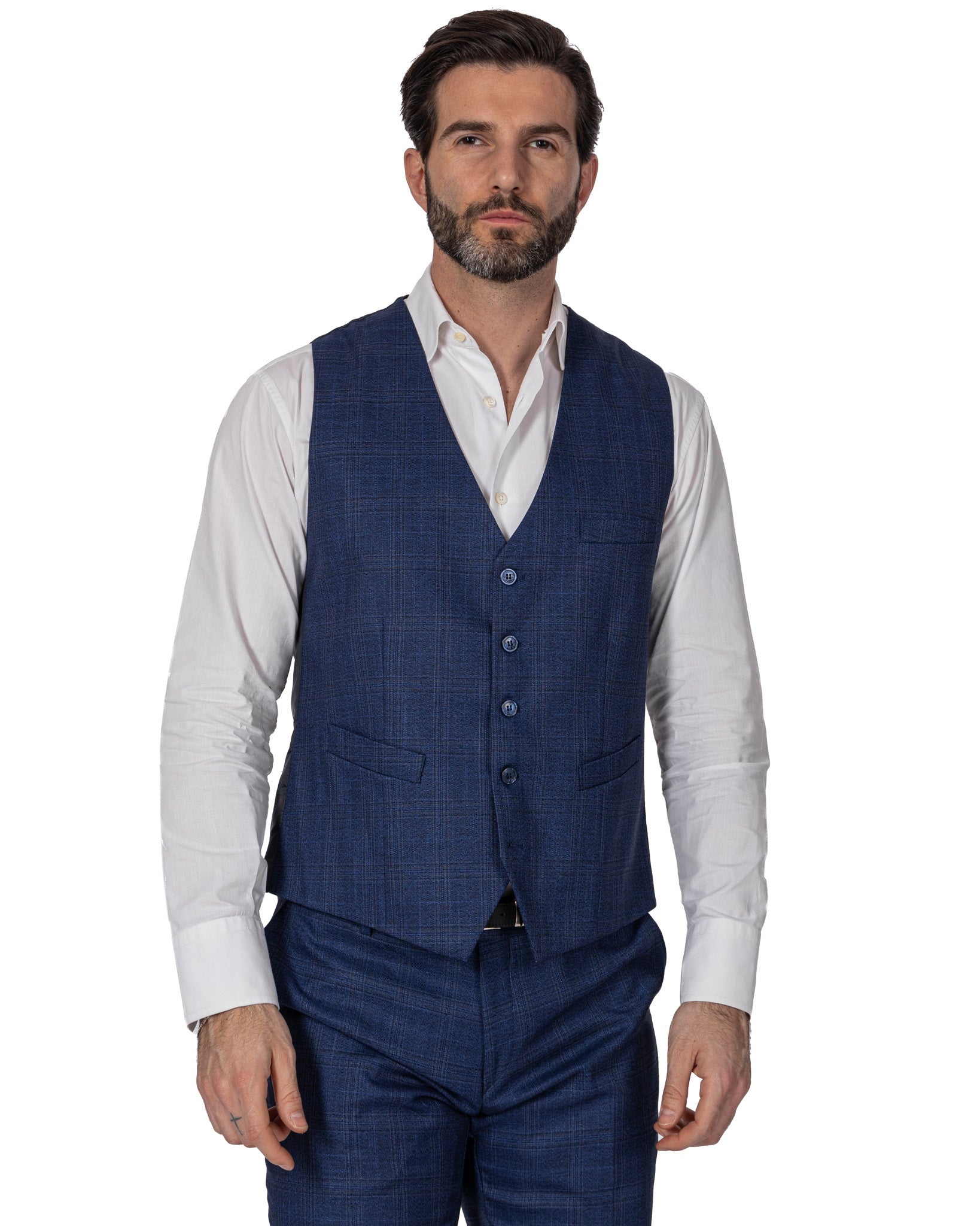 Senales - blue square single-breasted waistcoat