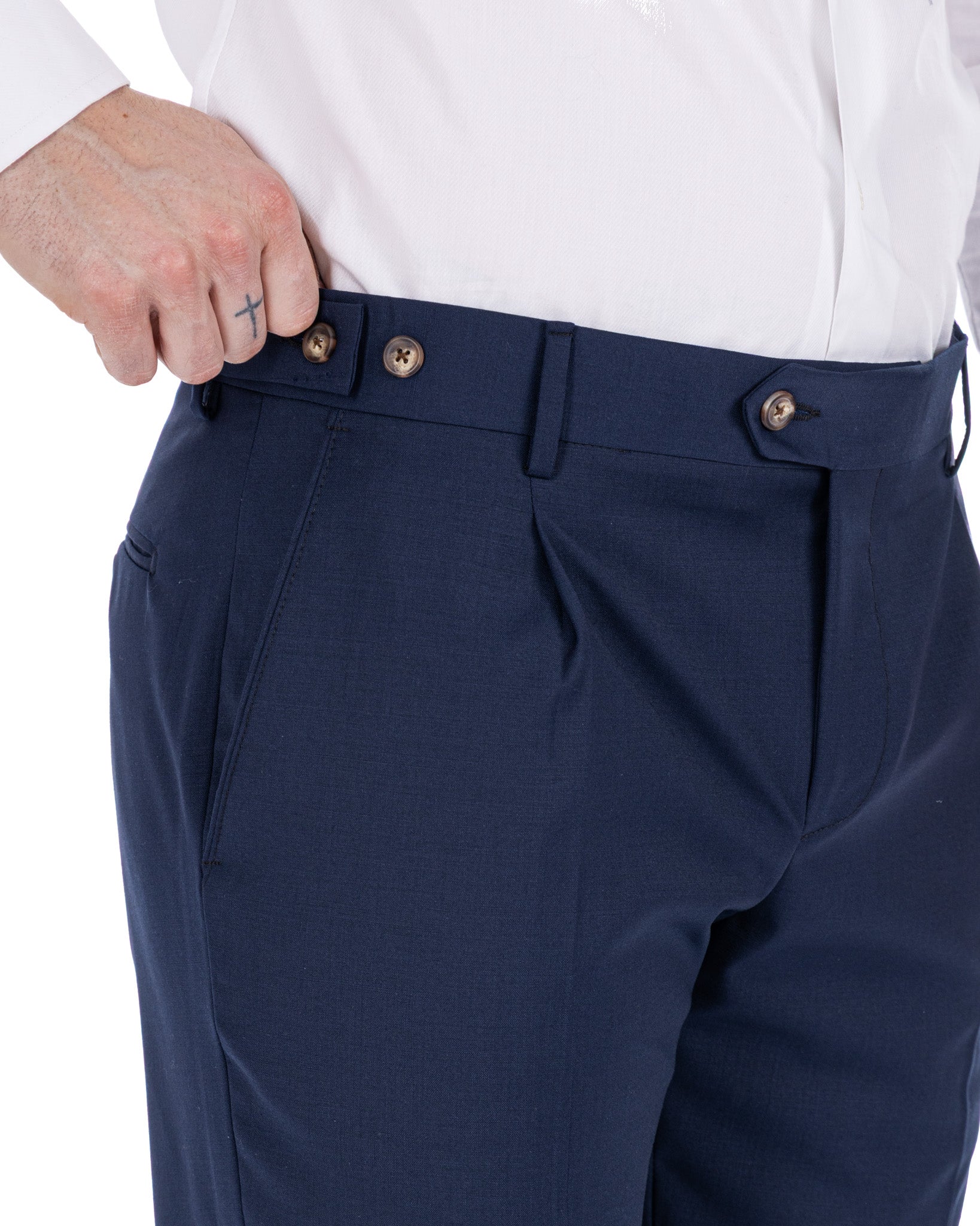 Victor - blue wool blend trousers