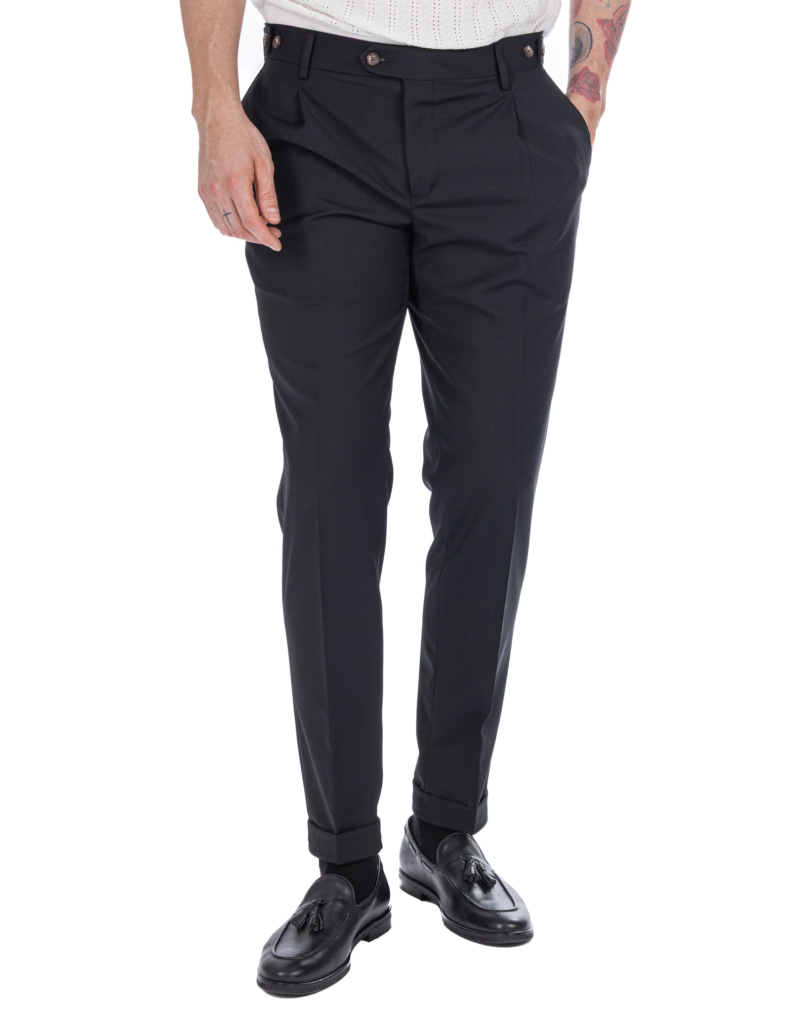 Victor - black wool blend trousers