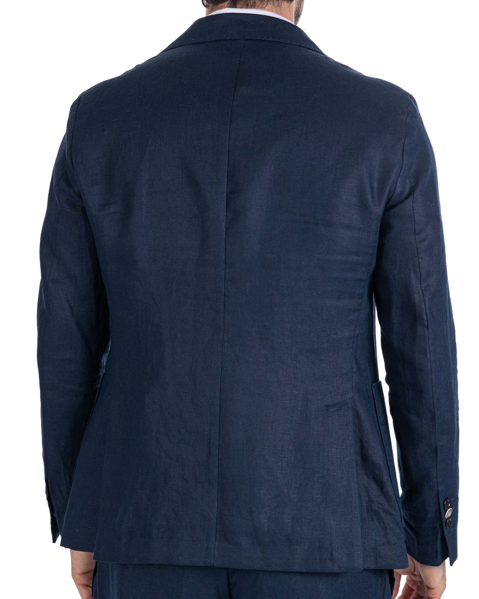 Narni - single breasted jacket pure blue linen