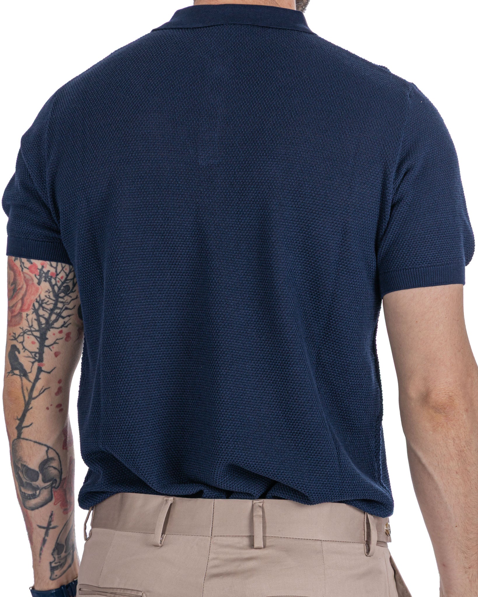 Rod - blue honeycomb knit polo