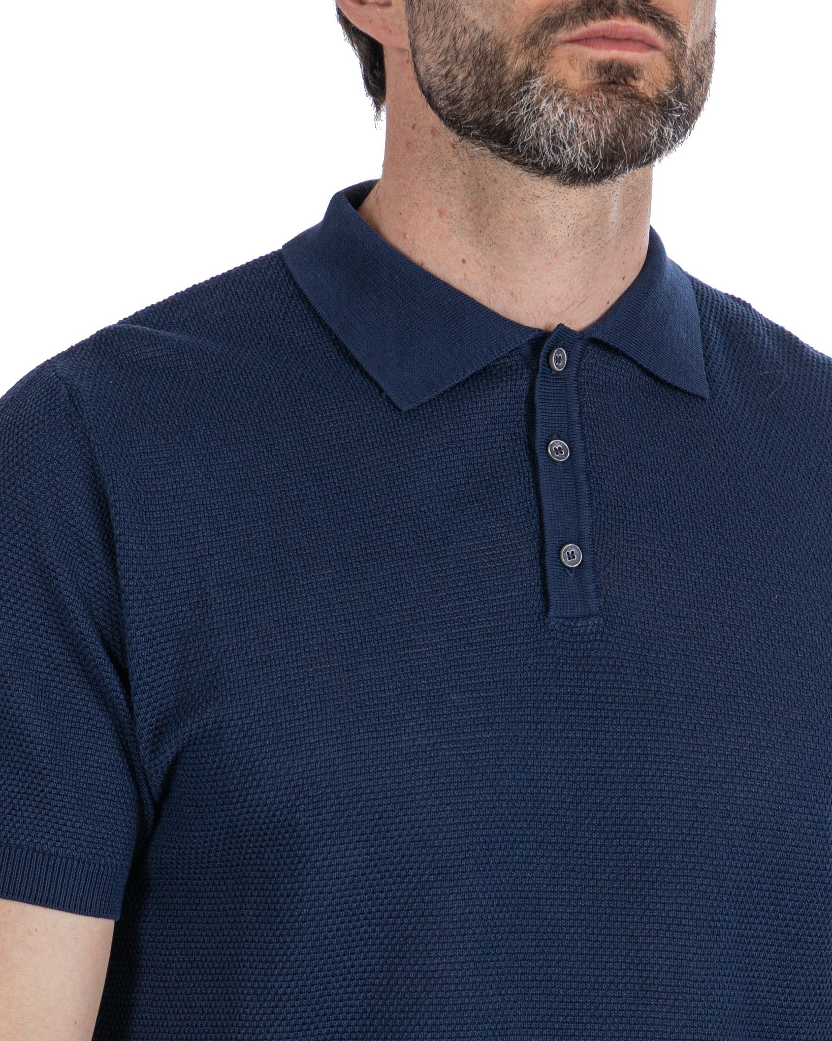 Rod - blue honeycomb knit polo