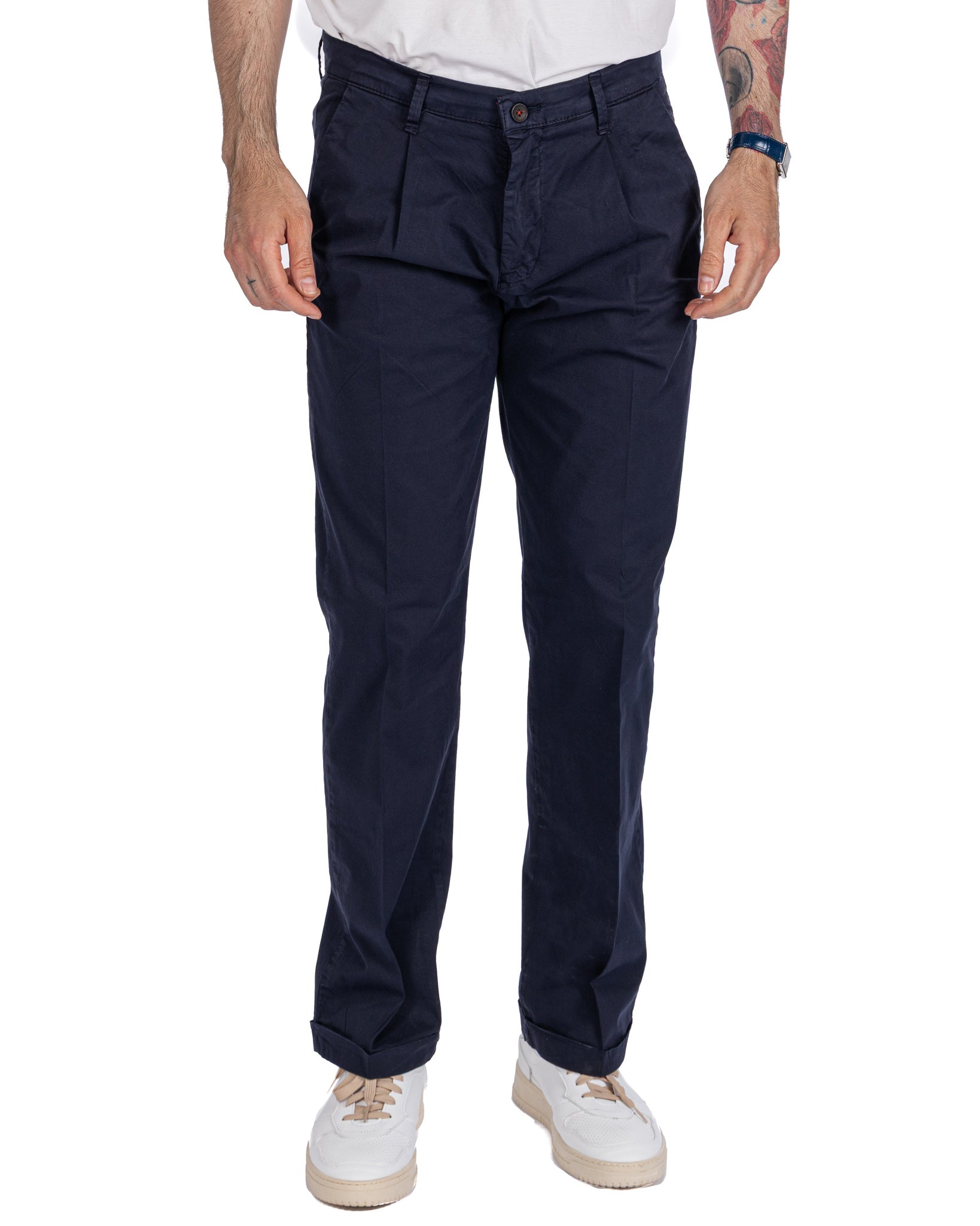 Seath - Pantalon large en coton bleu