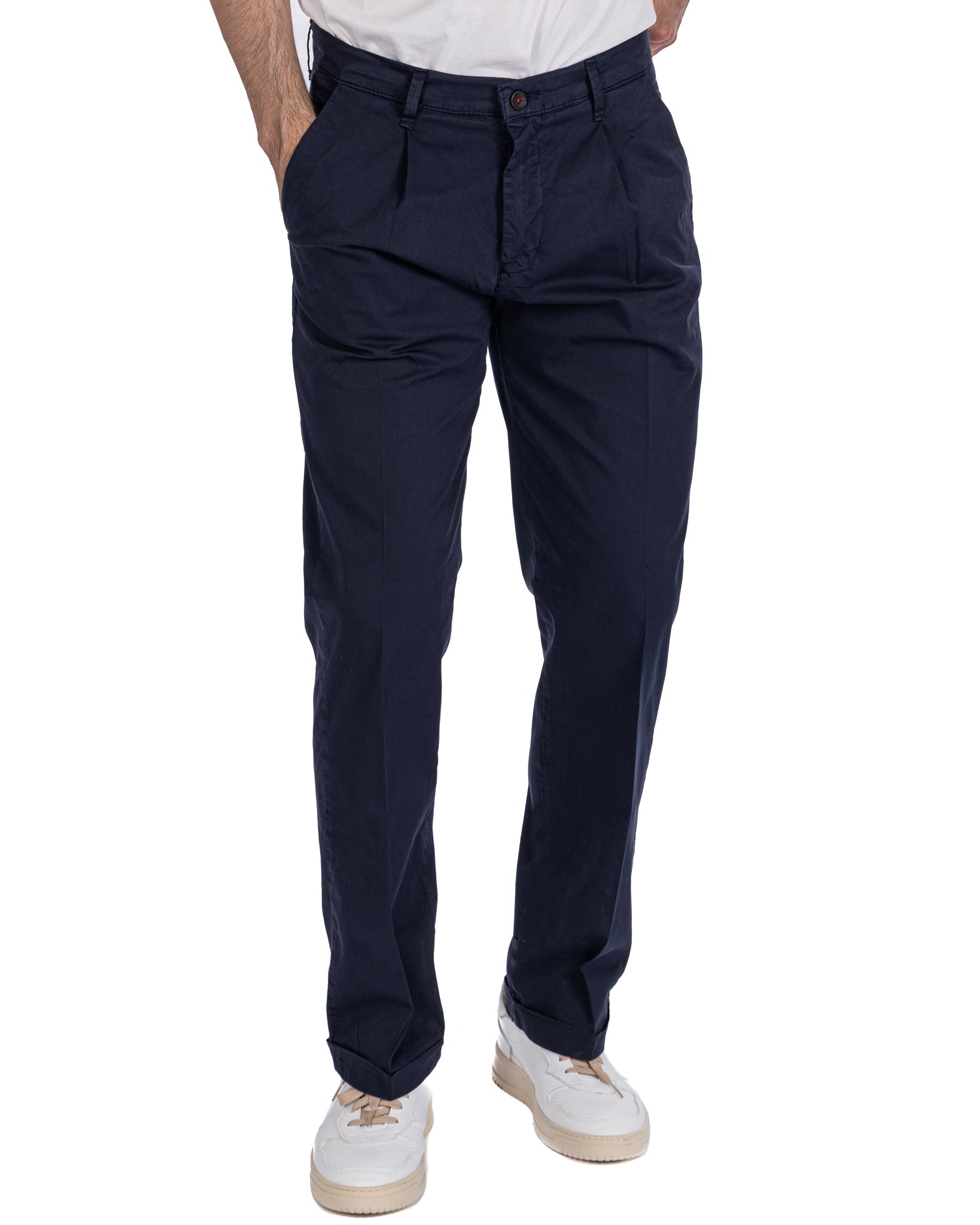 Seath - Pantalon large en coton bleu